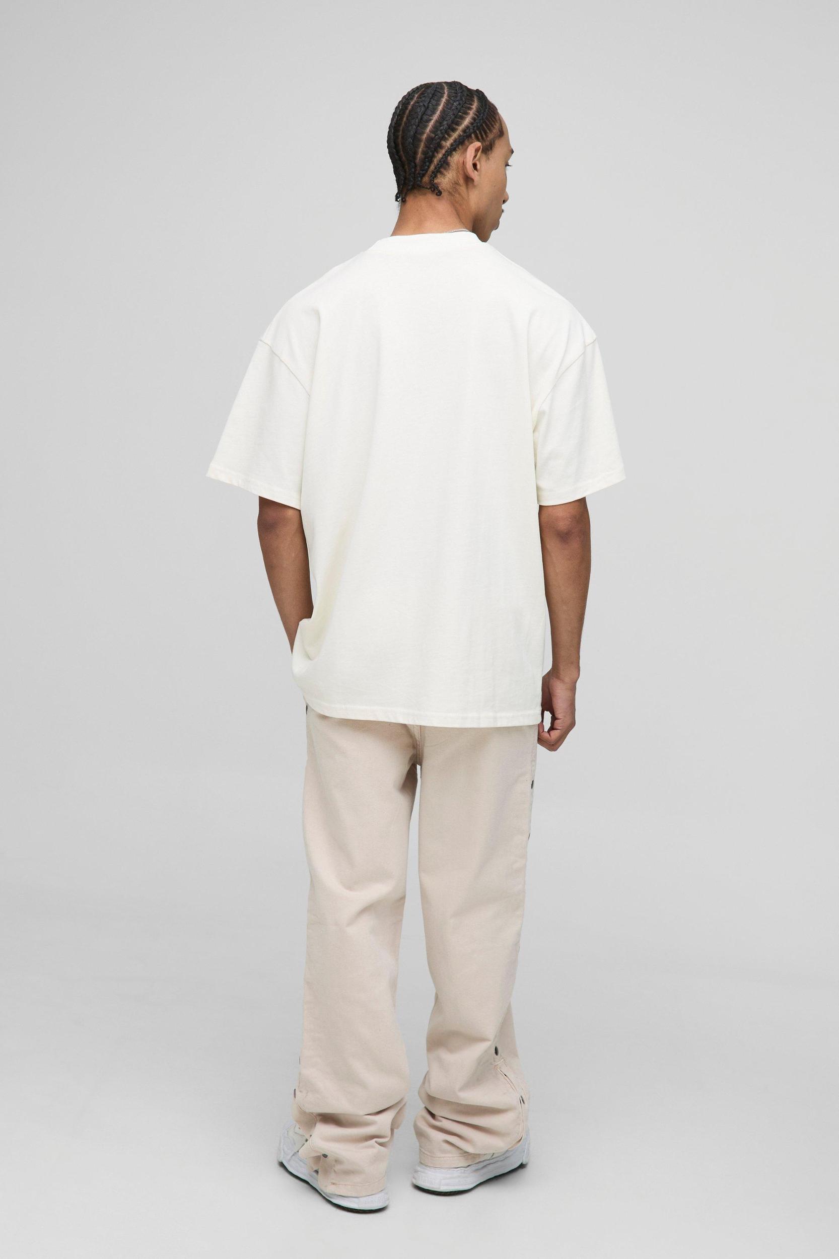 Relaxed Fit Overdyed Twill Popper Hem Trousers | boohooMAN USA Product Image