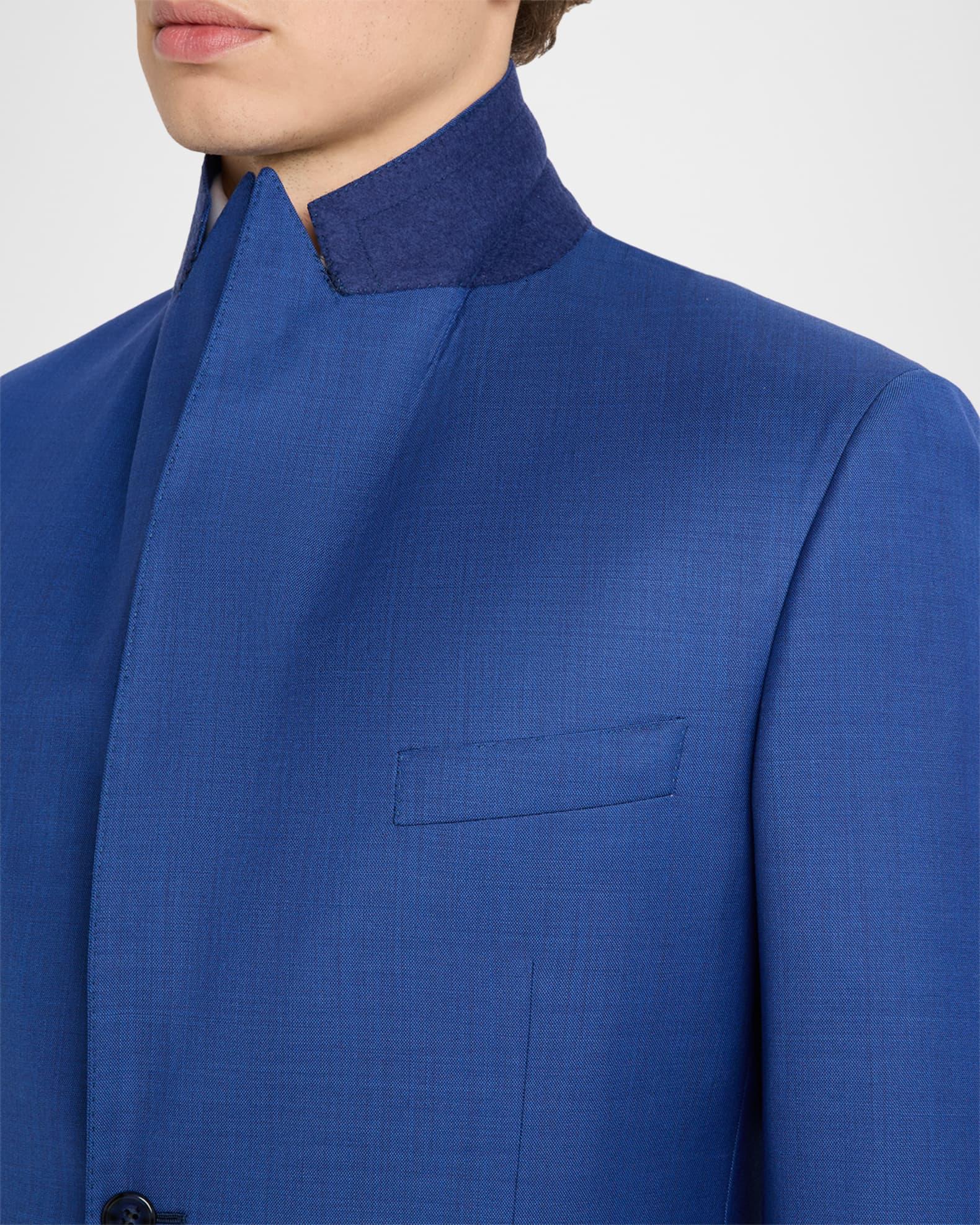 Men's Sharkskin Wool Peak-Lapel Suit Product Image