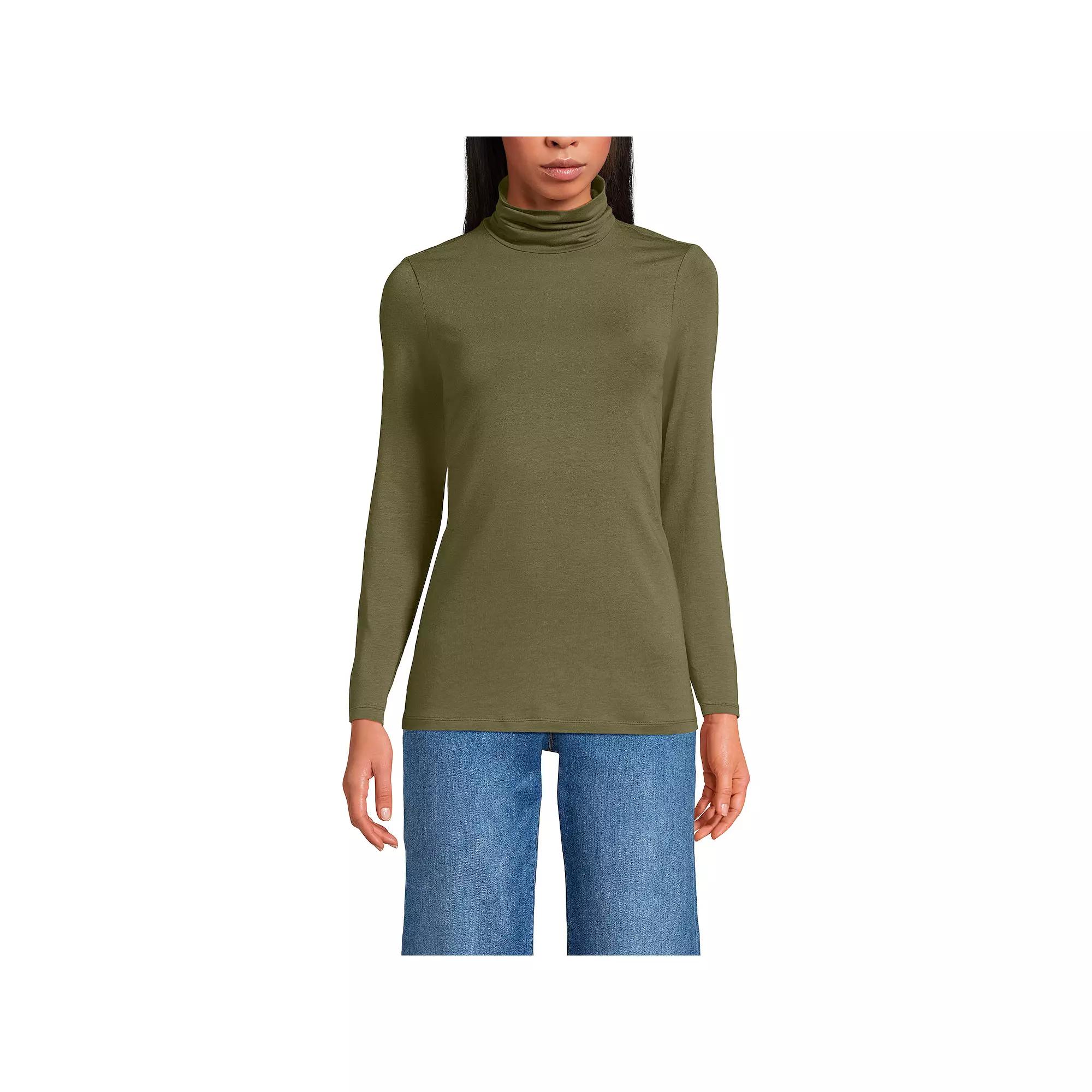 Women's Lands' End Lightweight Fitted Turtleneck,  Product Image