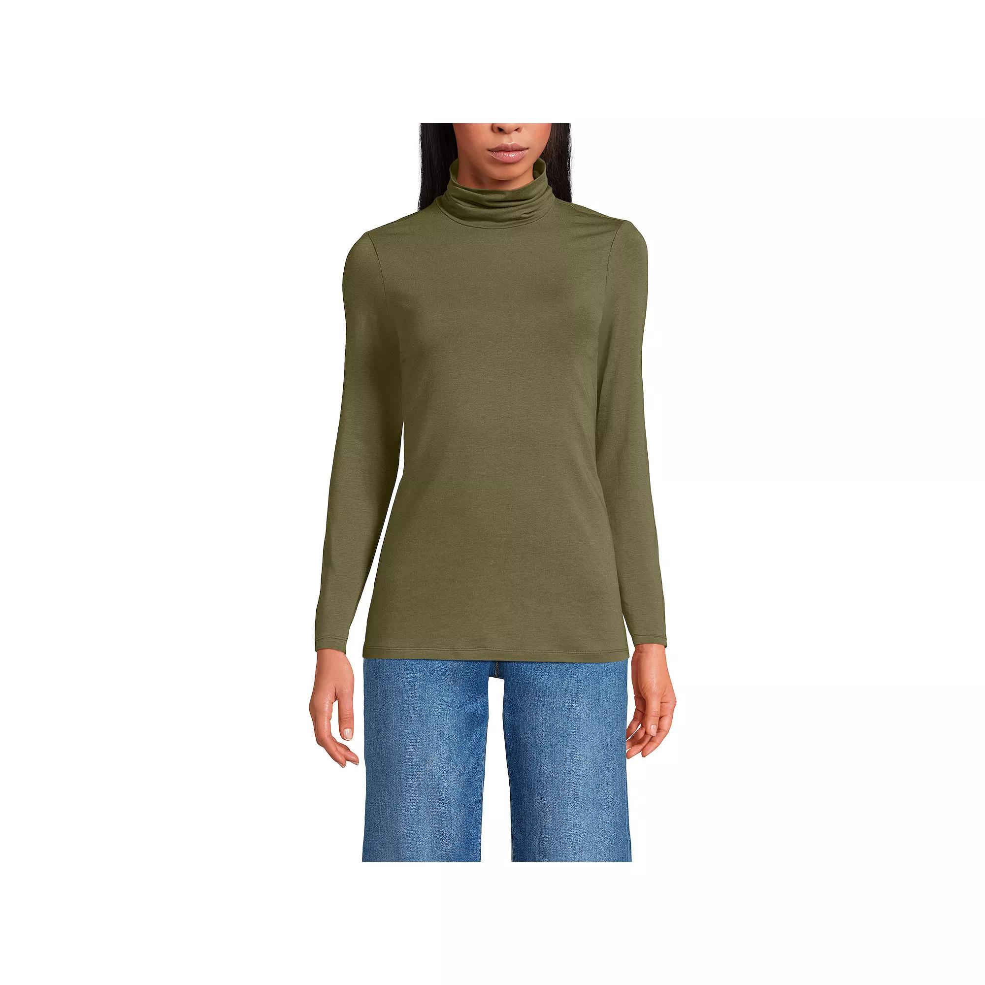 Women's Lands' End Lightweight Fitted Turtleneck,  Product Image