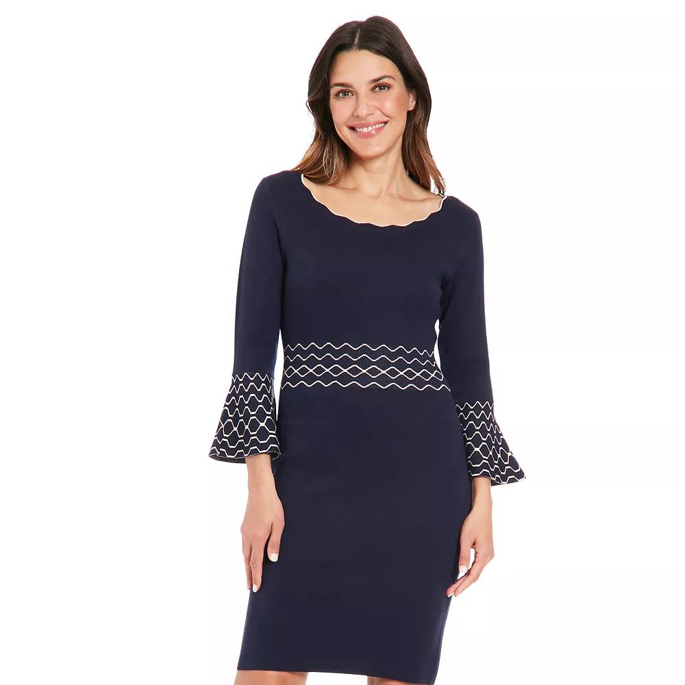 Women's London Times Solid Bell Sleeve Sweaterdress,  Product Image