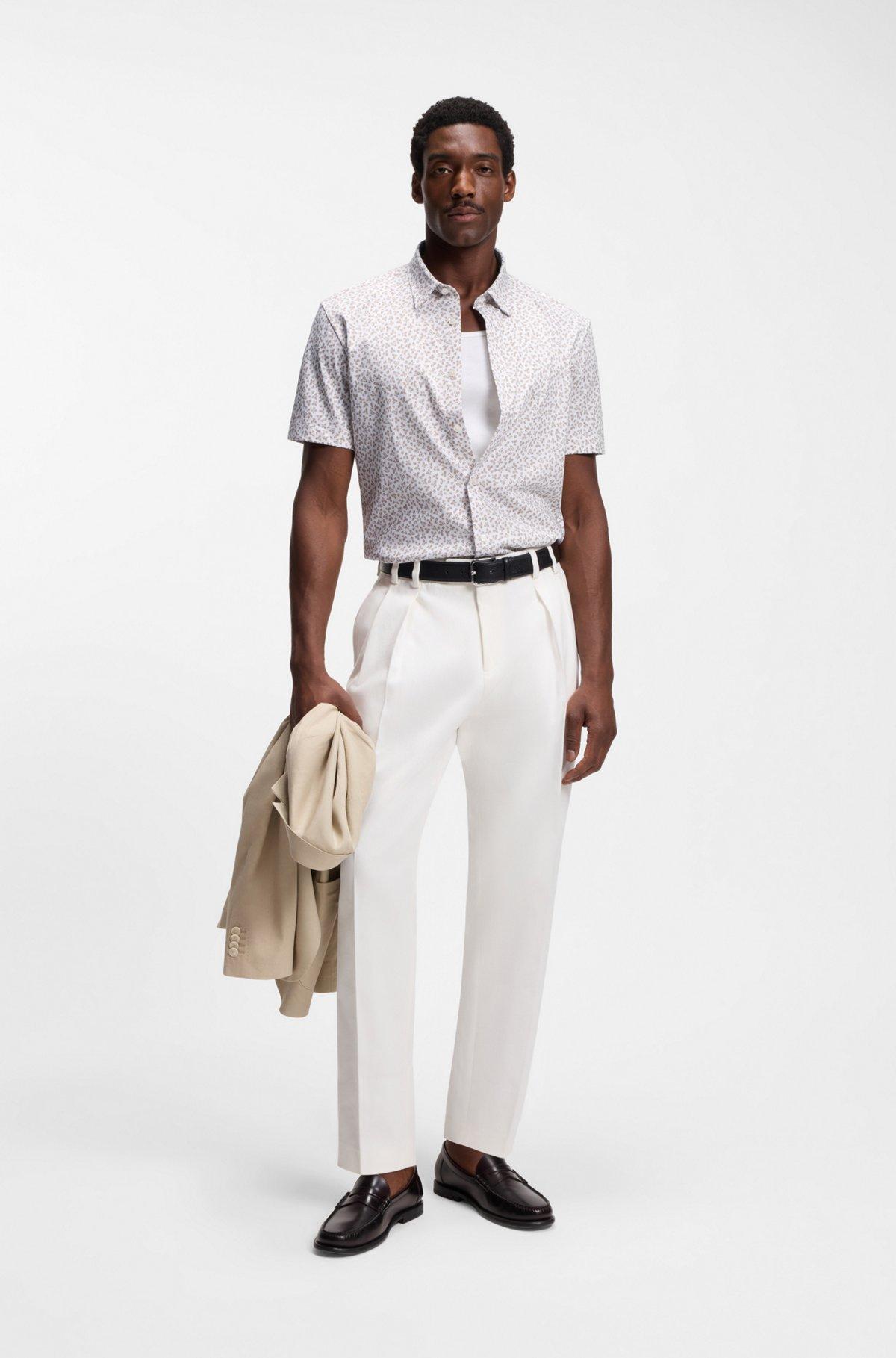 Printed slim-fit shirt in cotton-blend jersey Product Image