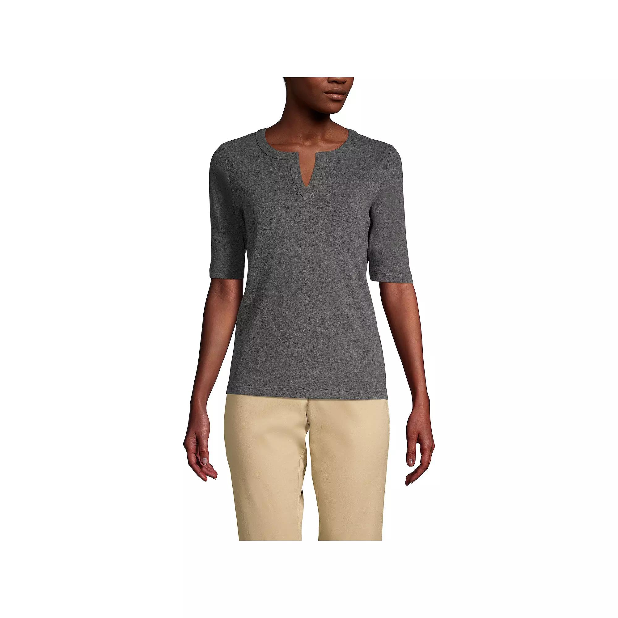 Women's Lands' End Modern Half Sleeve Splitneck Top,  Product Image
