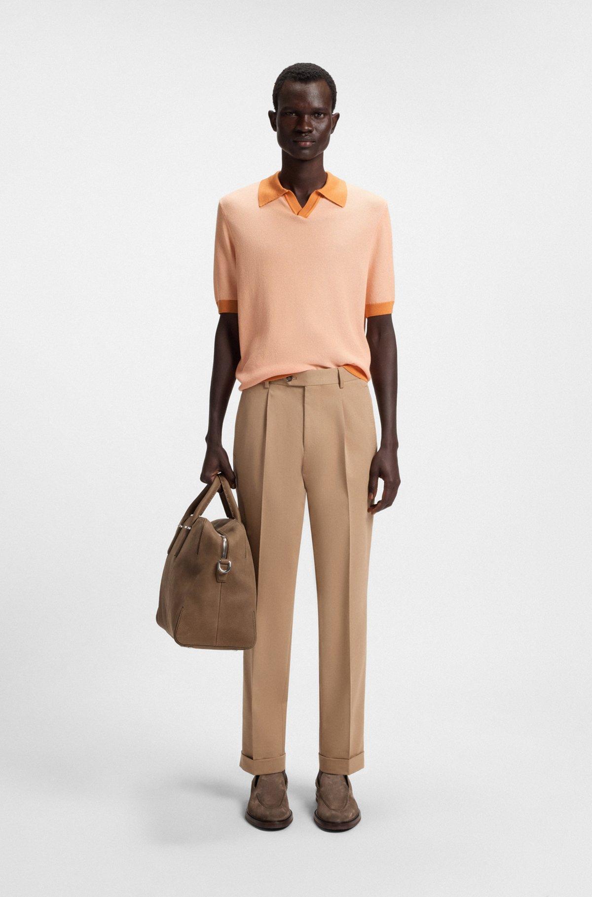 Silk-cotton sweater with Johnny collar in regular fit Product Image