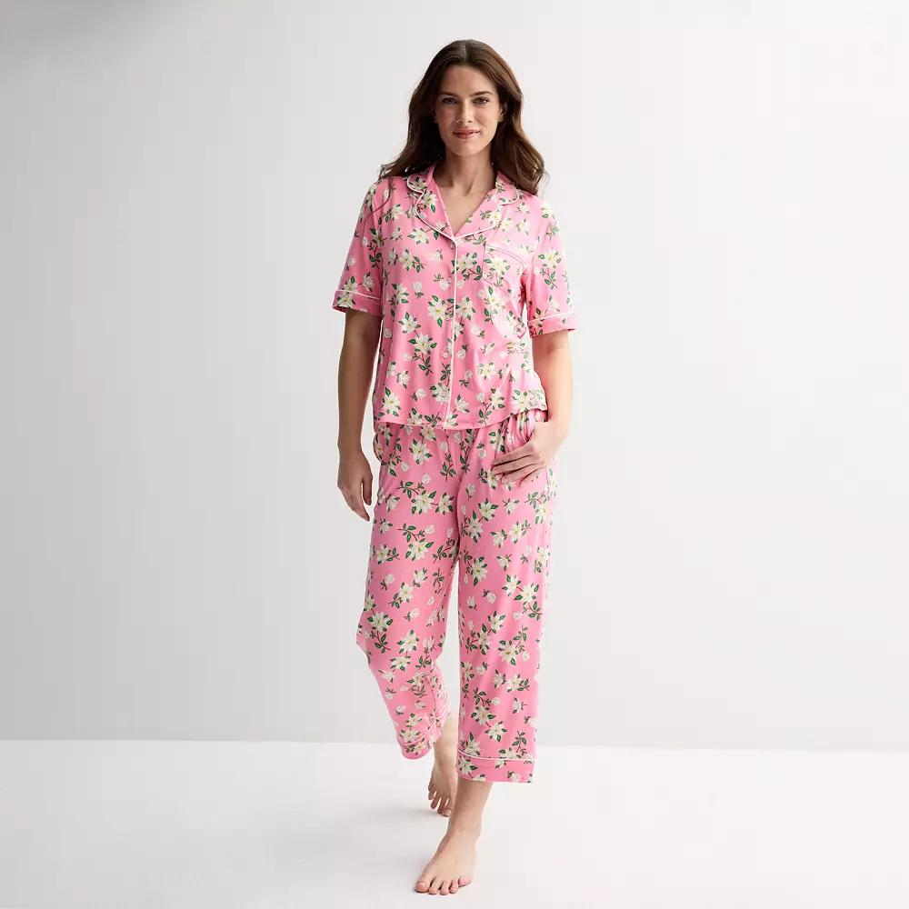 Women's Draper James 2-Piece Cozy Elbow Sleeve Notch Pajama Top and Pajama Pants Set,  Product Image