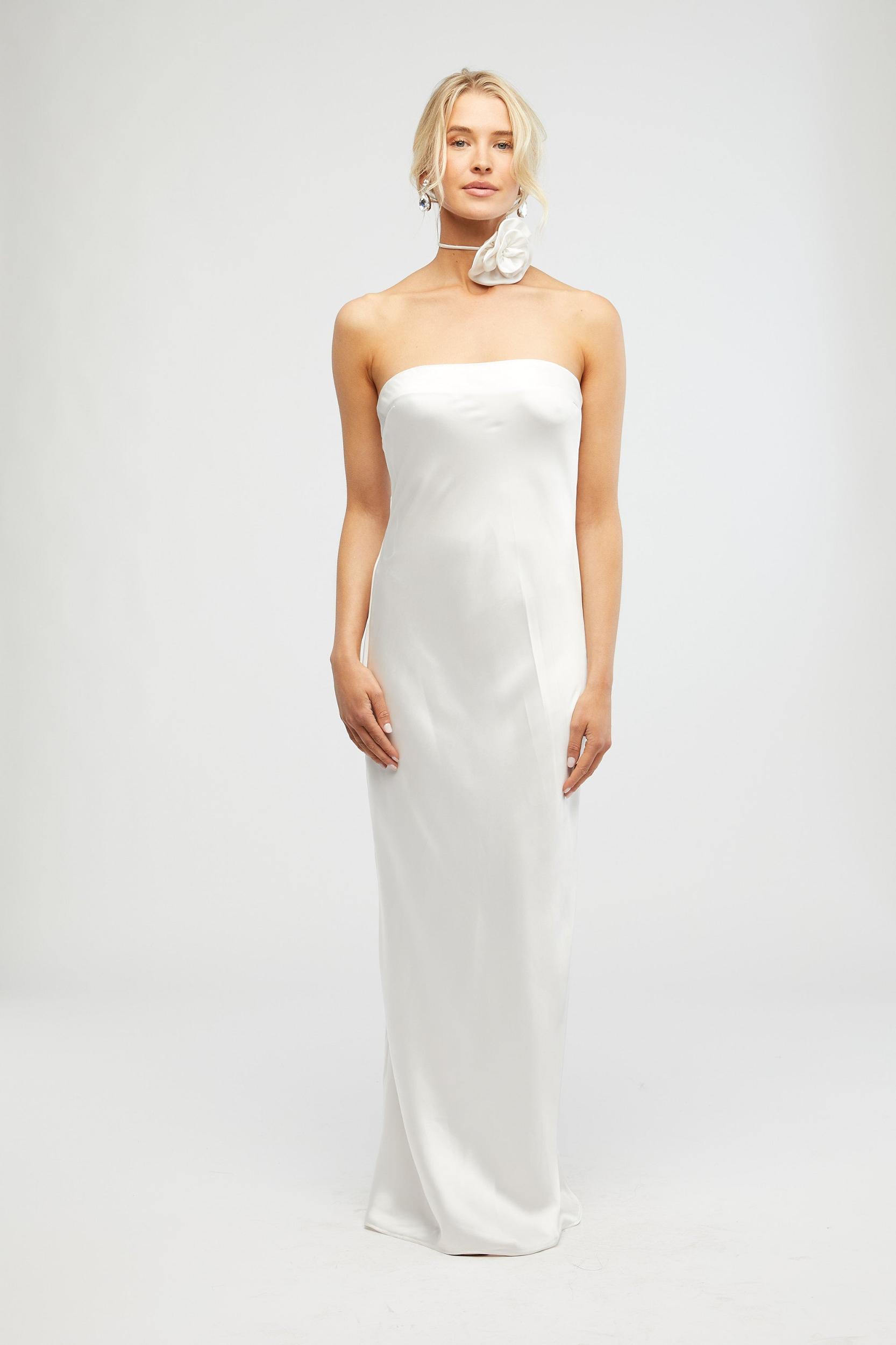 FINAL SALE WeWoreWhat | Strapless Silky Maxi Dress | White Product Image