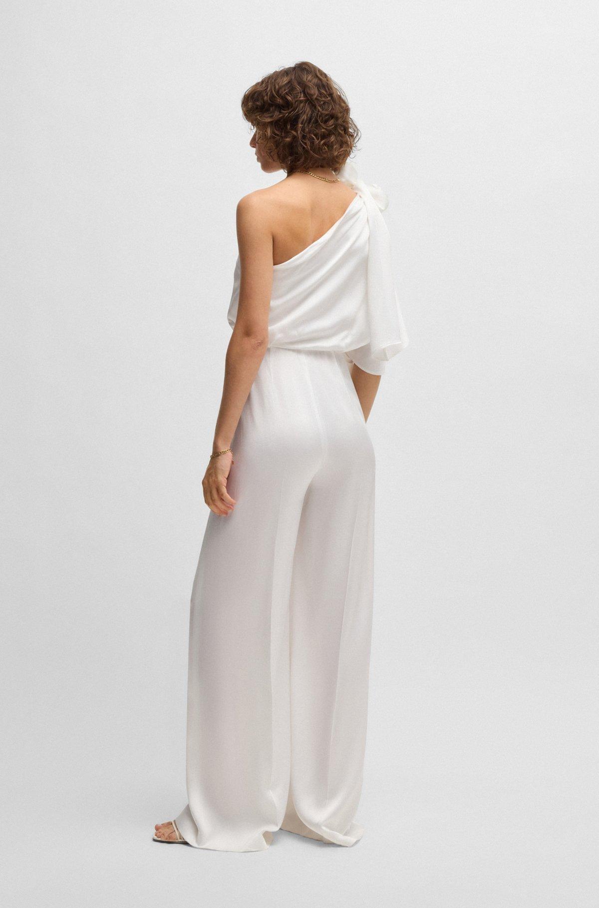 One-shoulder jumpsuit with tie neckline Product Image