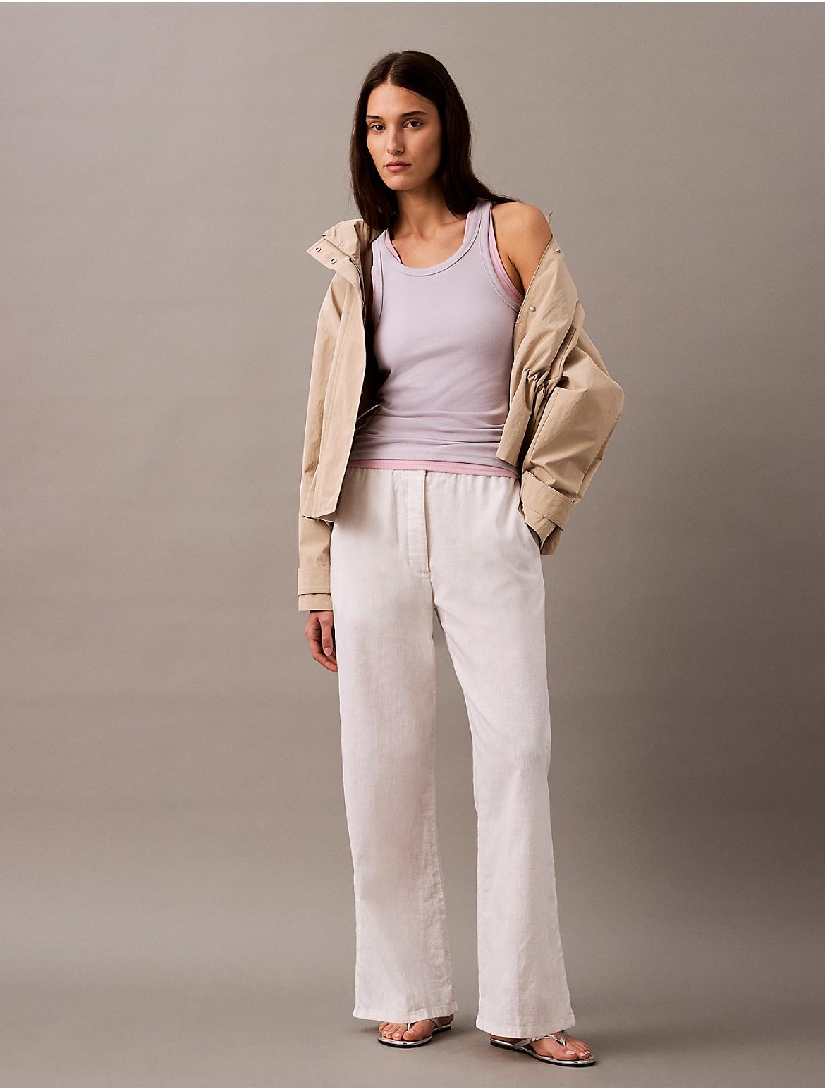 Calvin Klein Womens Linen Cotton Pull-On Pants Product Image