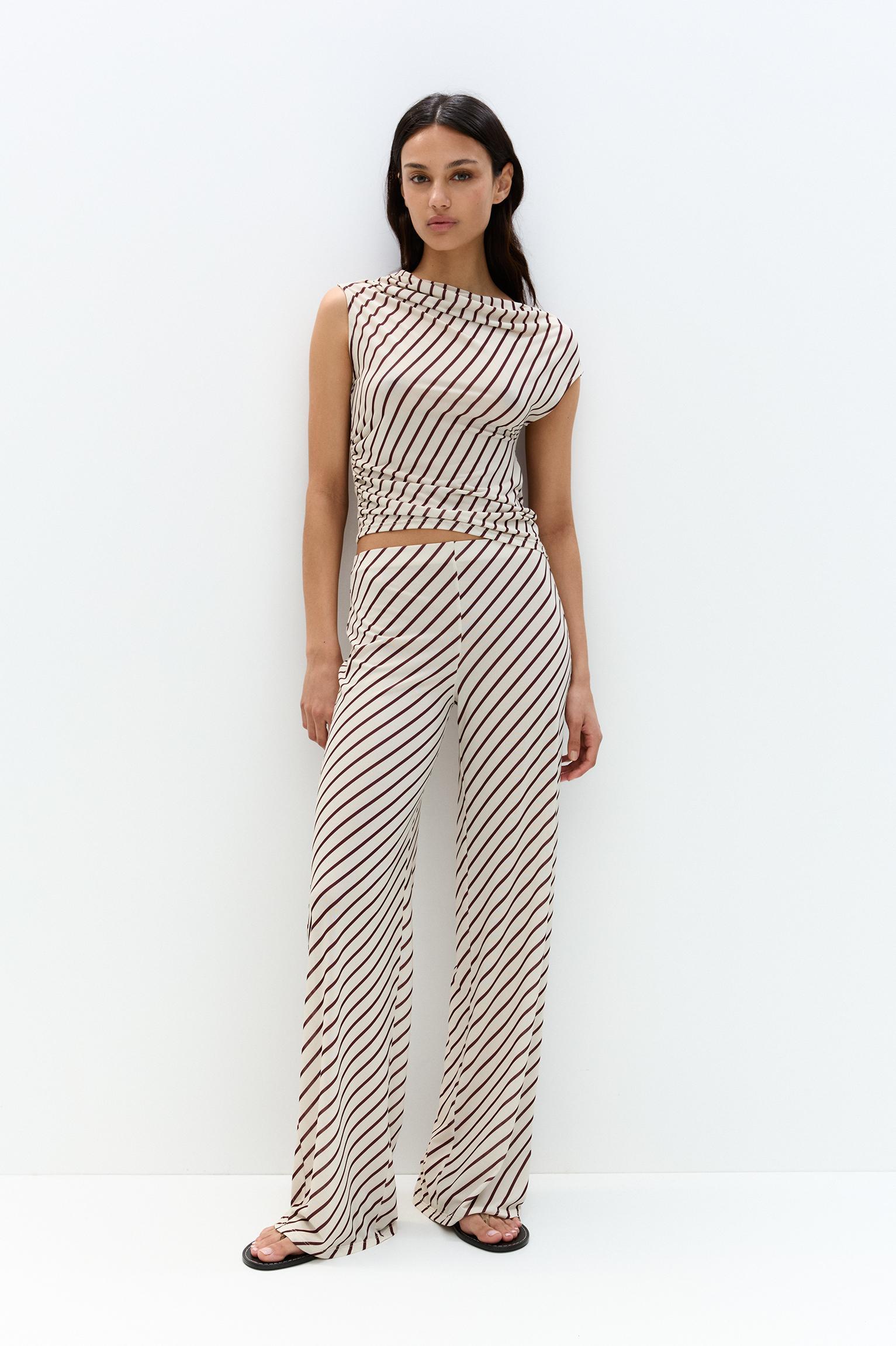 Striped top with pleats Product Image