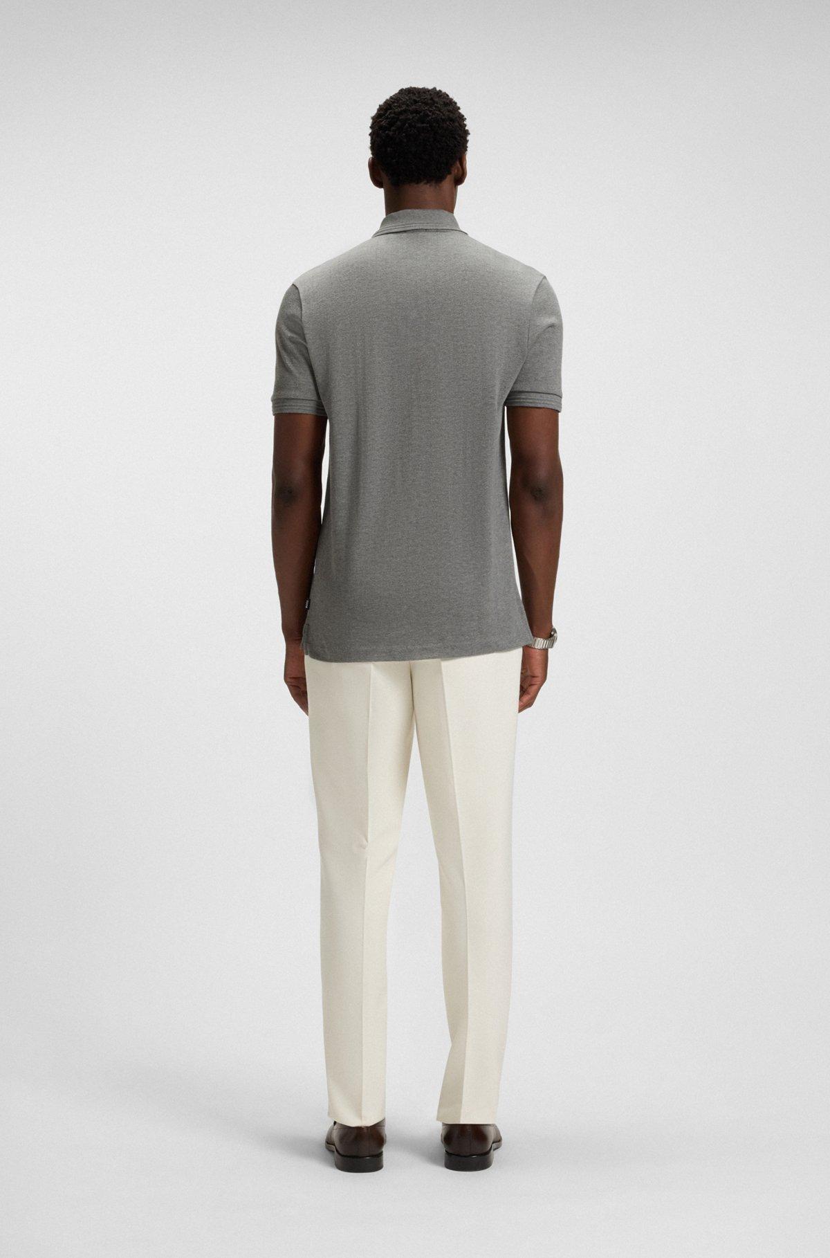 Cotton polo shirt with herringbone structure Product Image