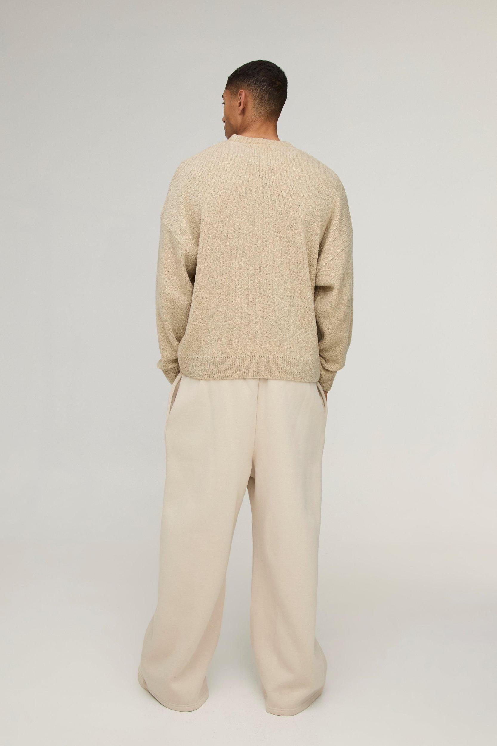 Boxy Boucle Knitted Sweatshirt | boohooMAN USA Product Image