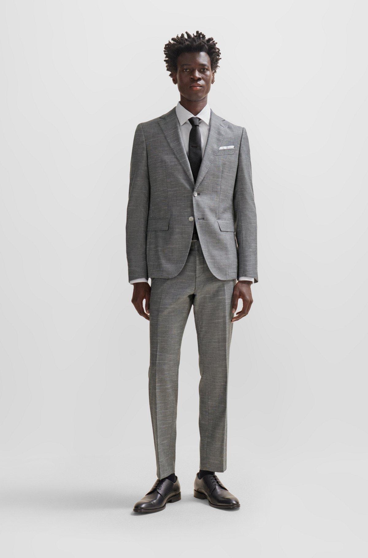 Slim-fit jacket in a patterned wool blend Product Image