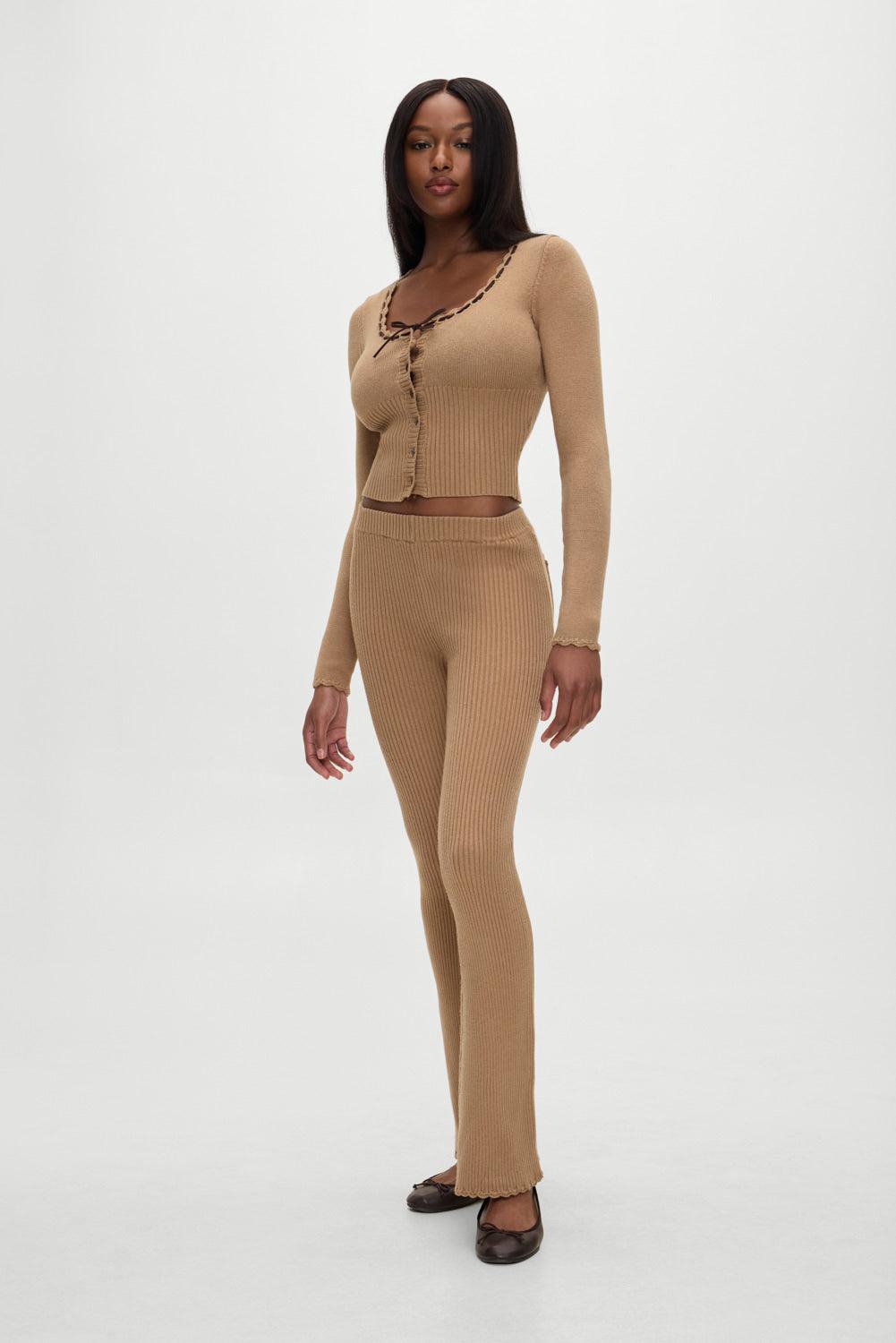 x BELLA HADID Texas Knit Cardigan - Caramel Product Image