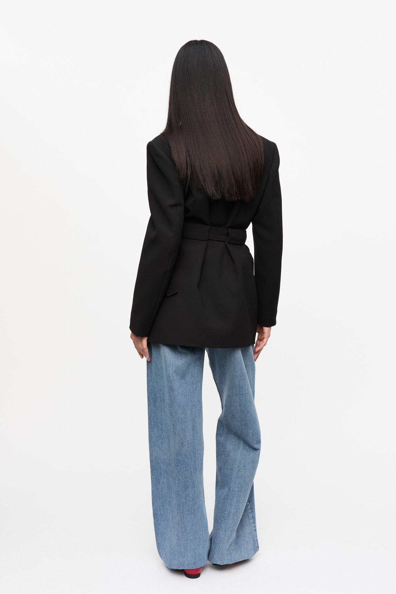 Black Bonded Crepe Blazer Product Image