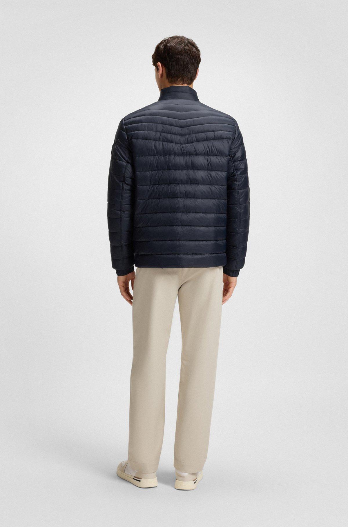 BOSS - Water-repellent quilted field jacket with packable hood - Dark Blue Product Image