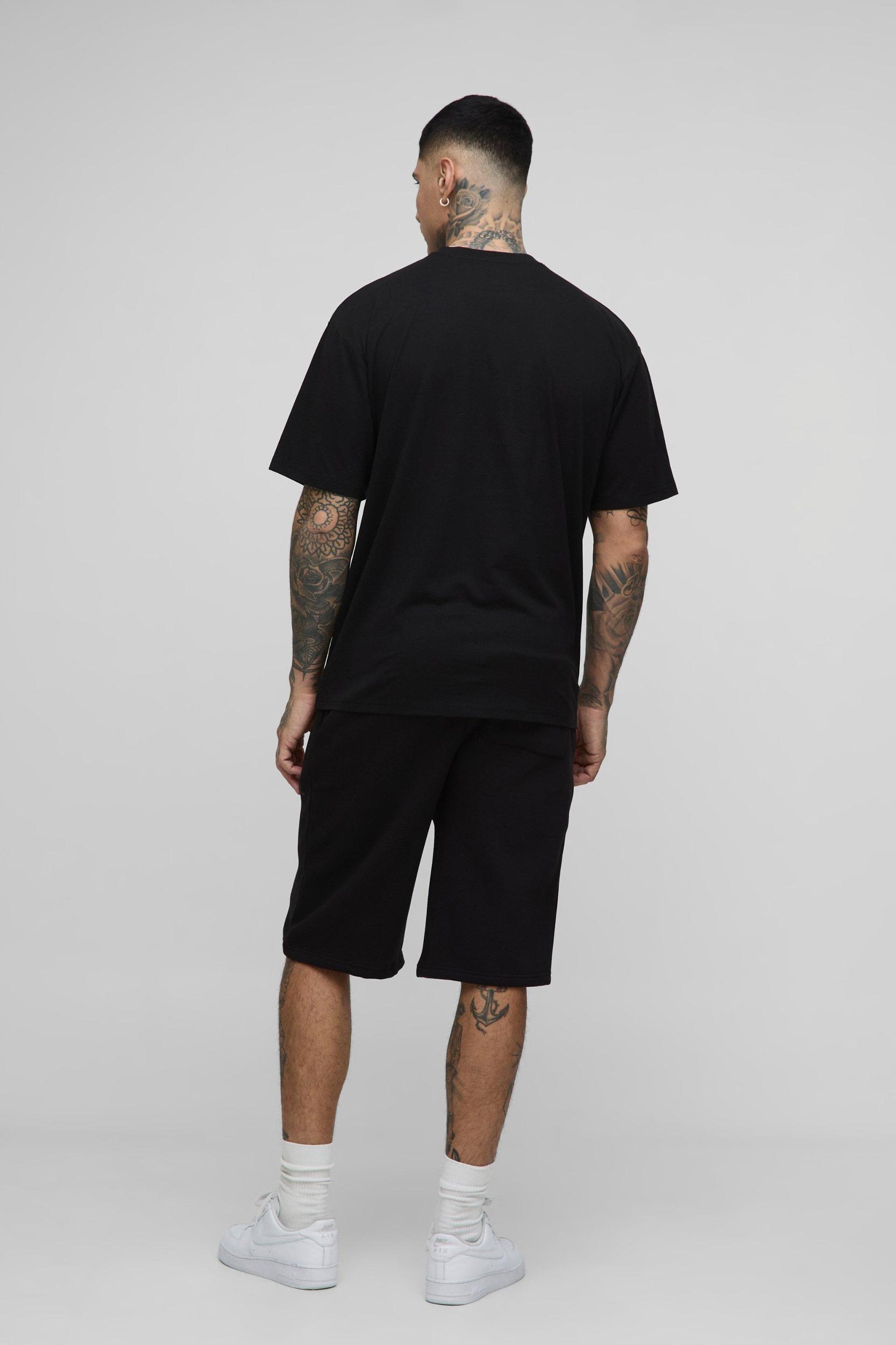 Tall Oversized Worldwide Cross Print T-Shirt & Short Set | boohooMAN USA Product Image