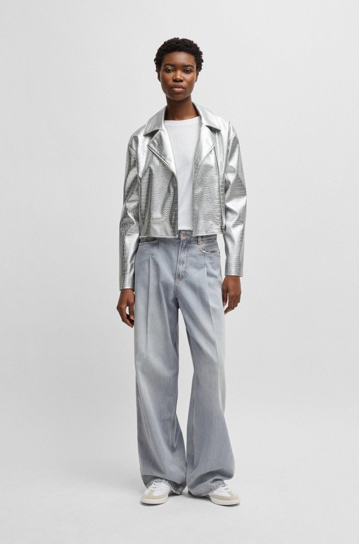 Faux-leather jacket with crocodile embossing Product Image