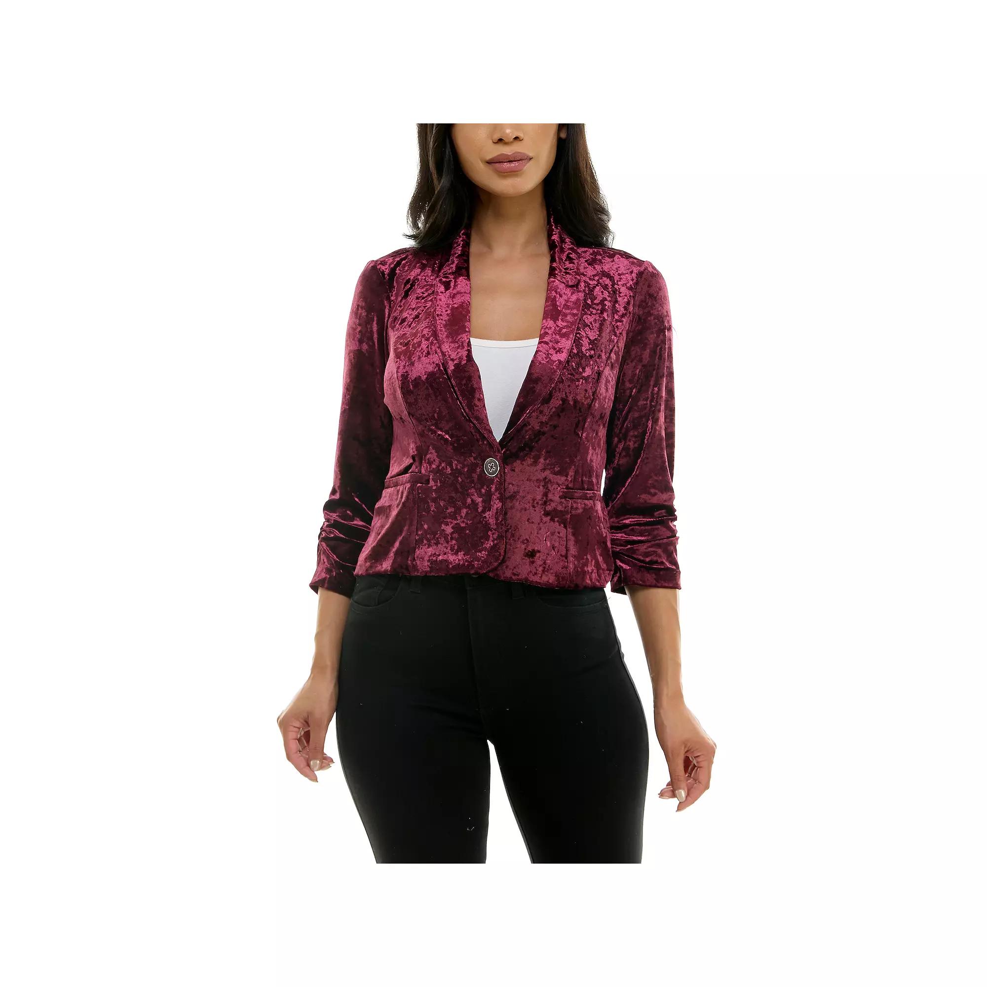 Women's Nina Leonard Velvet Cropped Blazer,  Product Image