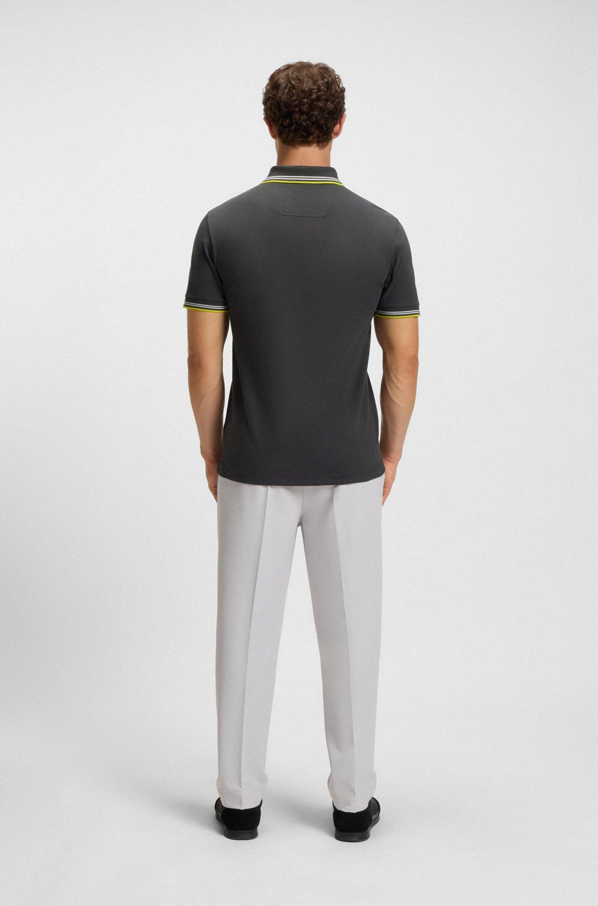 BOSS - Stretch-cotton slim-fit polo shirt with branding - Dark Grey Product Image
