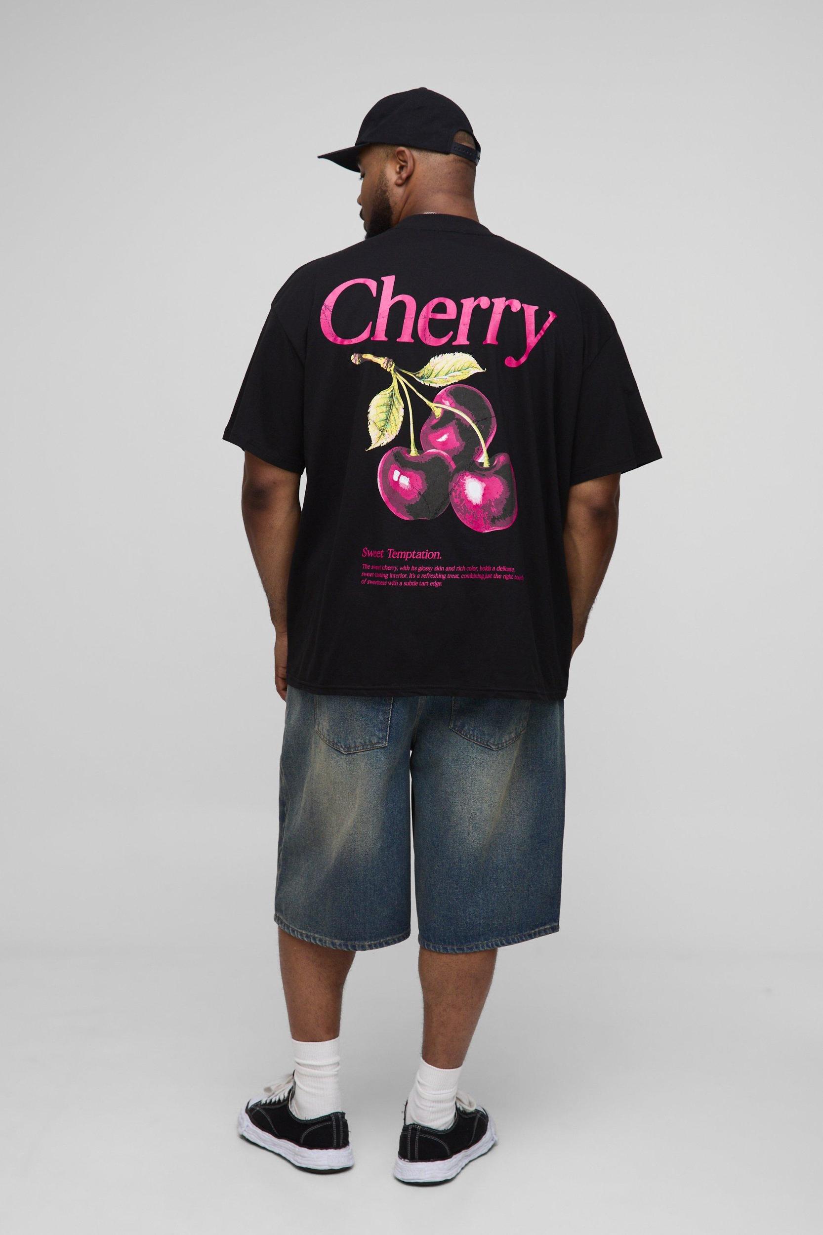 Plus Oversized Cherry Printed T-Shirt | boohooMAN USA Product Image