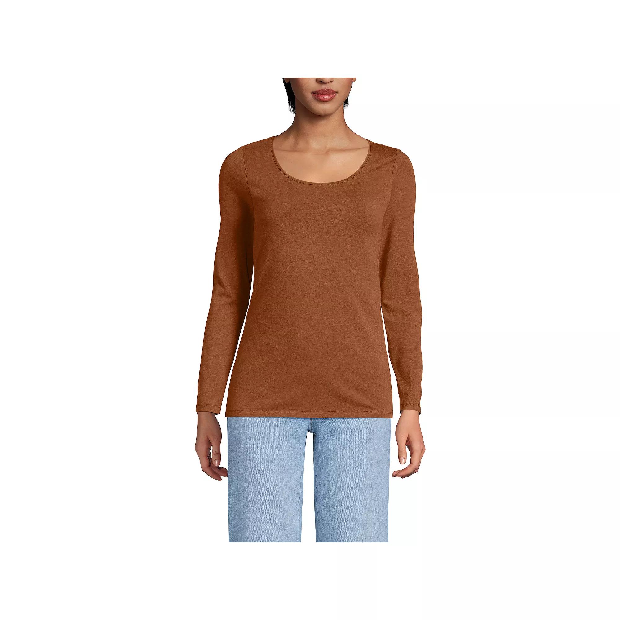 Women's Lands' End Lightweight Scoopneck Long-Sleeve Tee,  Product Image