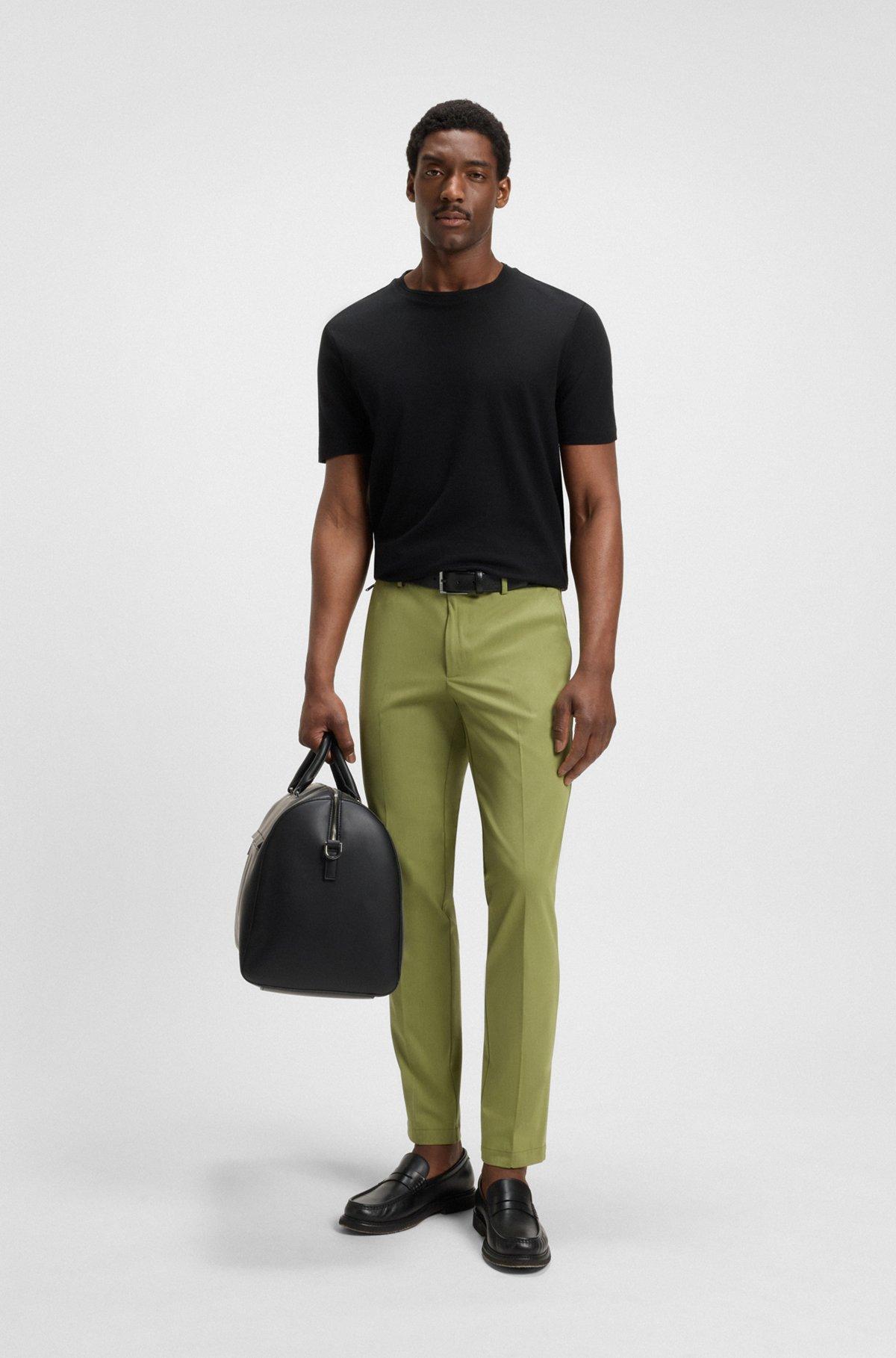 BOSS - Slim-fit trousers in stretch cotton - Green Product Image