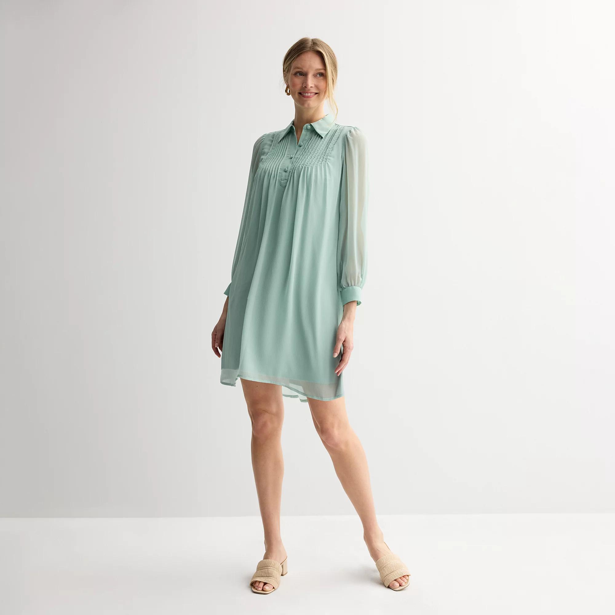 Petite Nine West Swing Pintuck Dress, Women's, Size: Small Petite, Hanover Blue Product Image