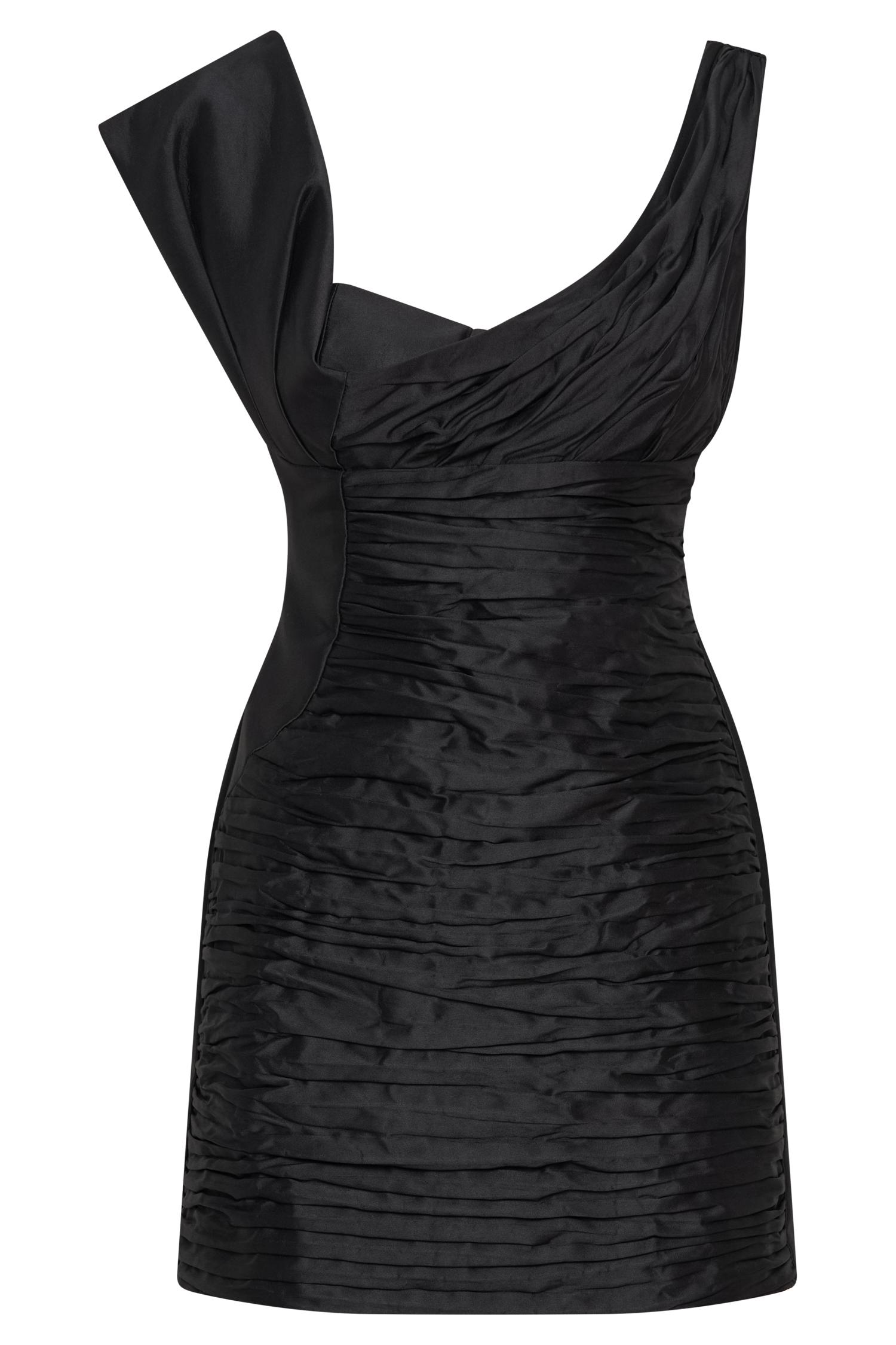 Farrah Structured Draped Mini Dress - Black Product Image