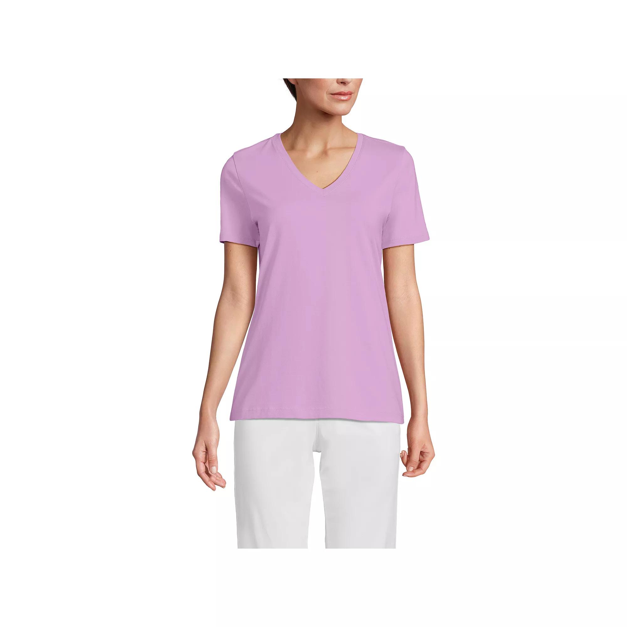 Petite Lands' End Relaxed-Fit Supima Cotton V-Neck Tee, Women's,  Product Image