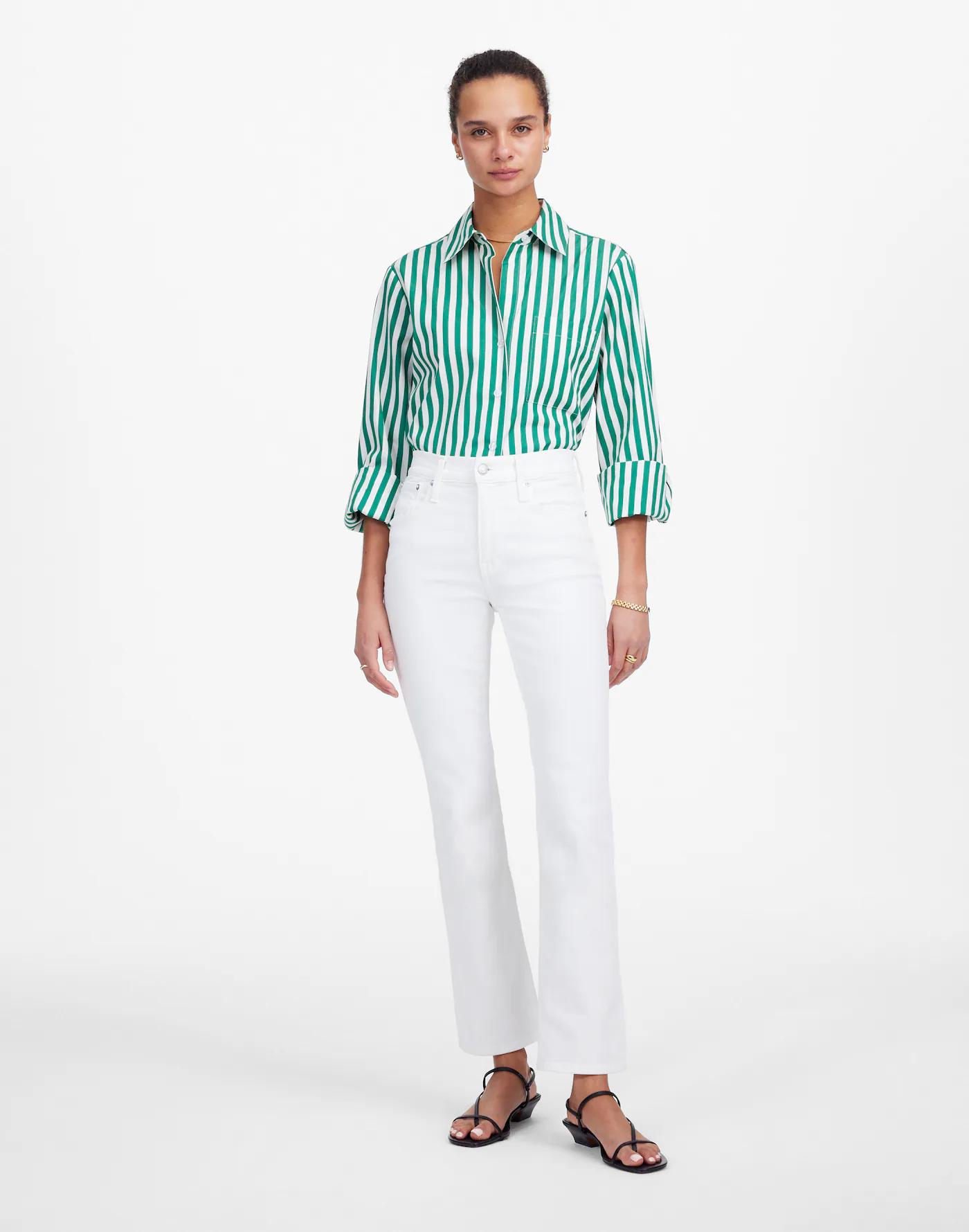 Poplin Easy Y-Neck Button-Up Shirt Product Image