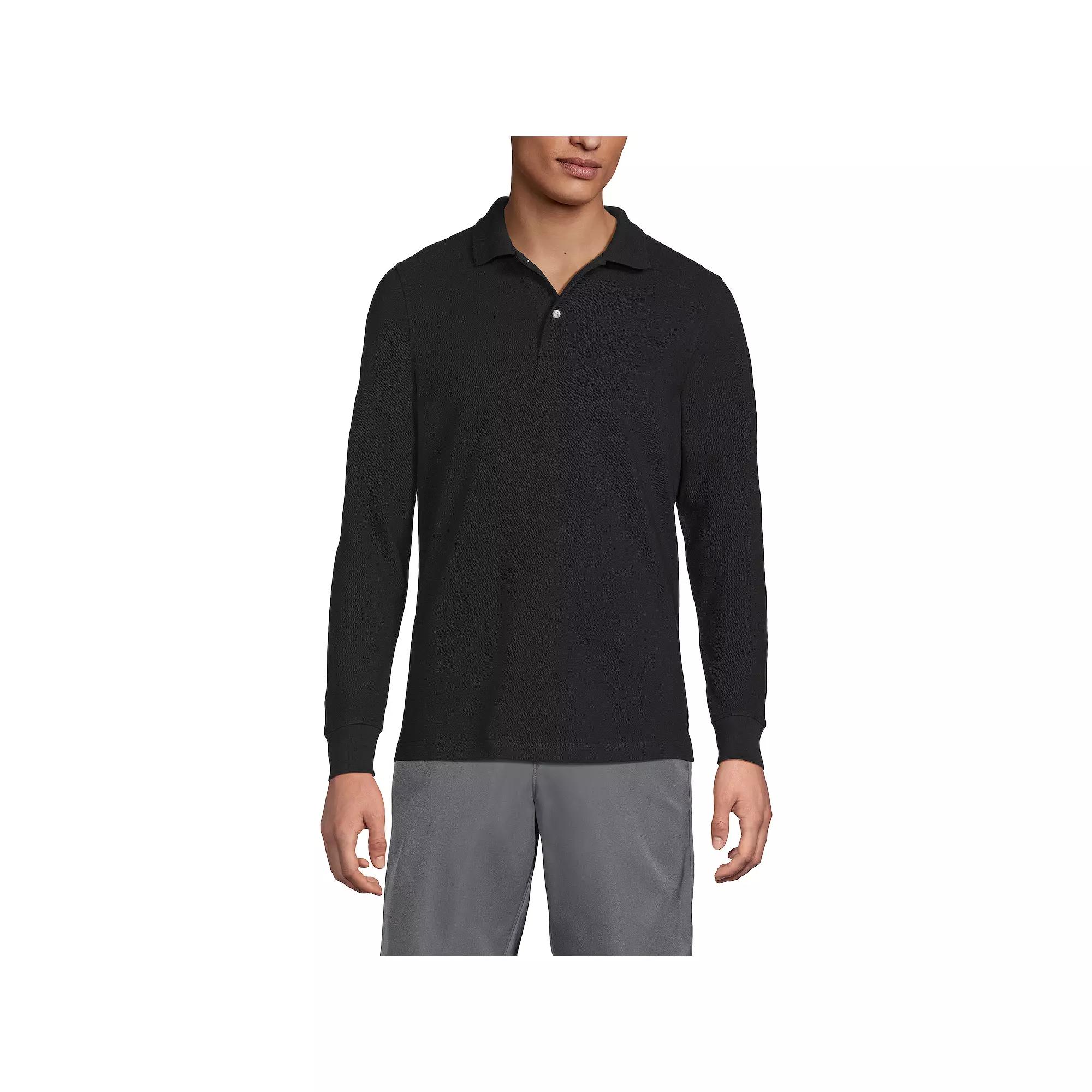 Men's Lands' End Long Sleeve Mesh Polo Shirt,  Product Image