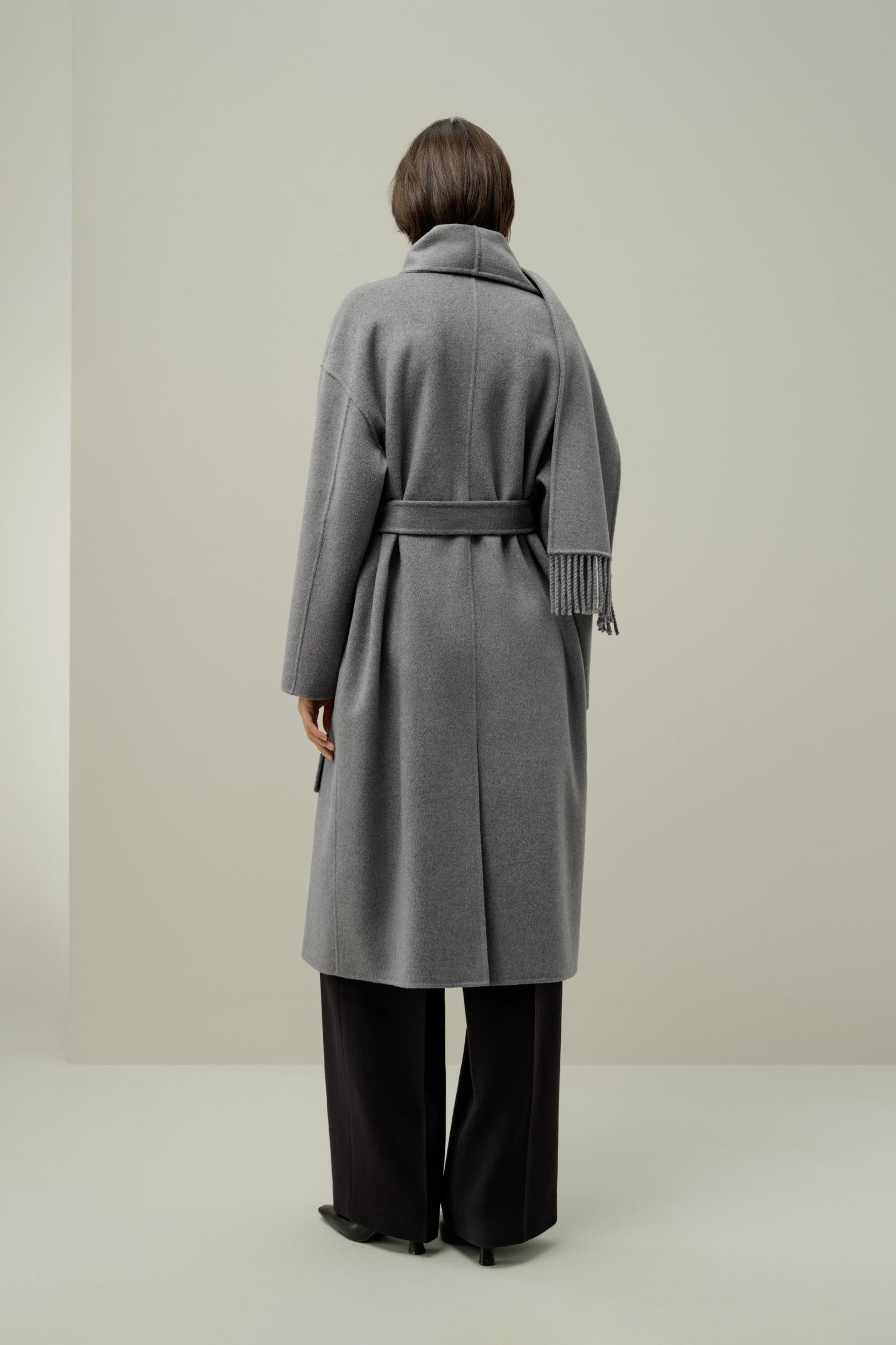 Scarf-Collar Wool Blend Coat Product Image