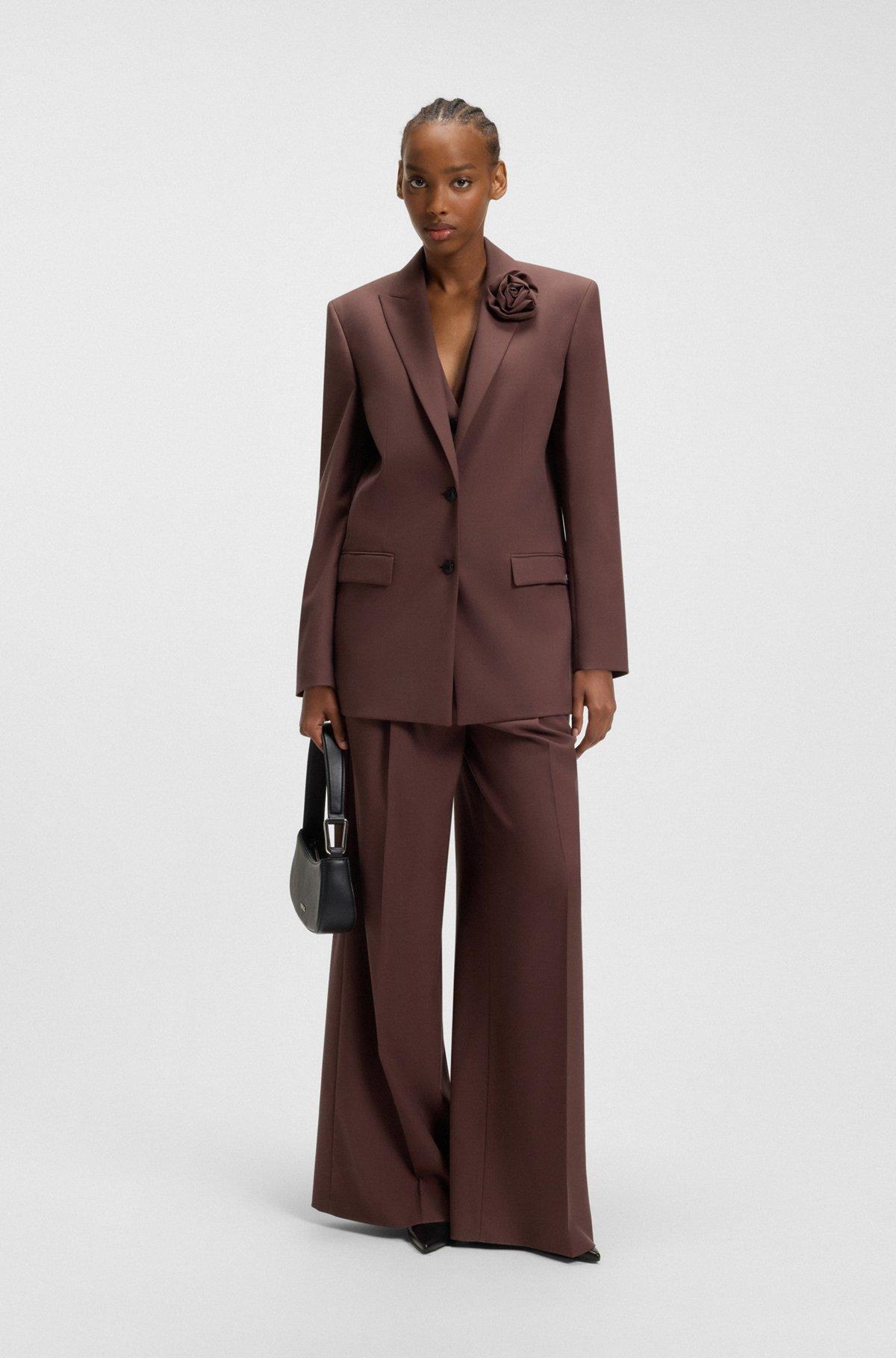 Relaxed-fit blazer with flower brooch Product Image