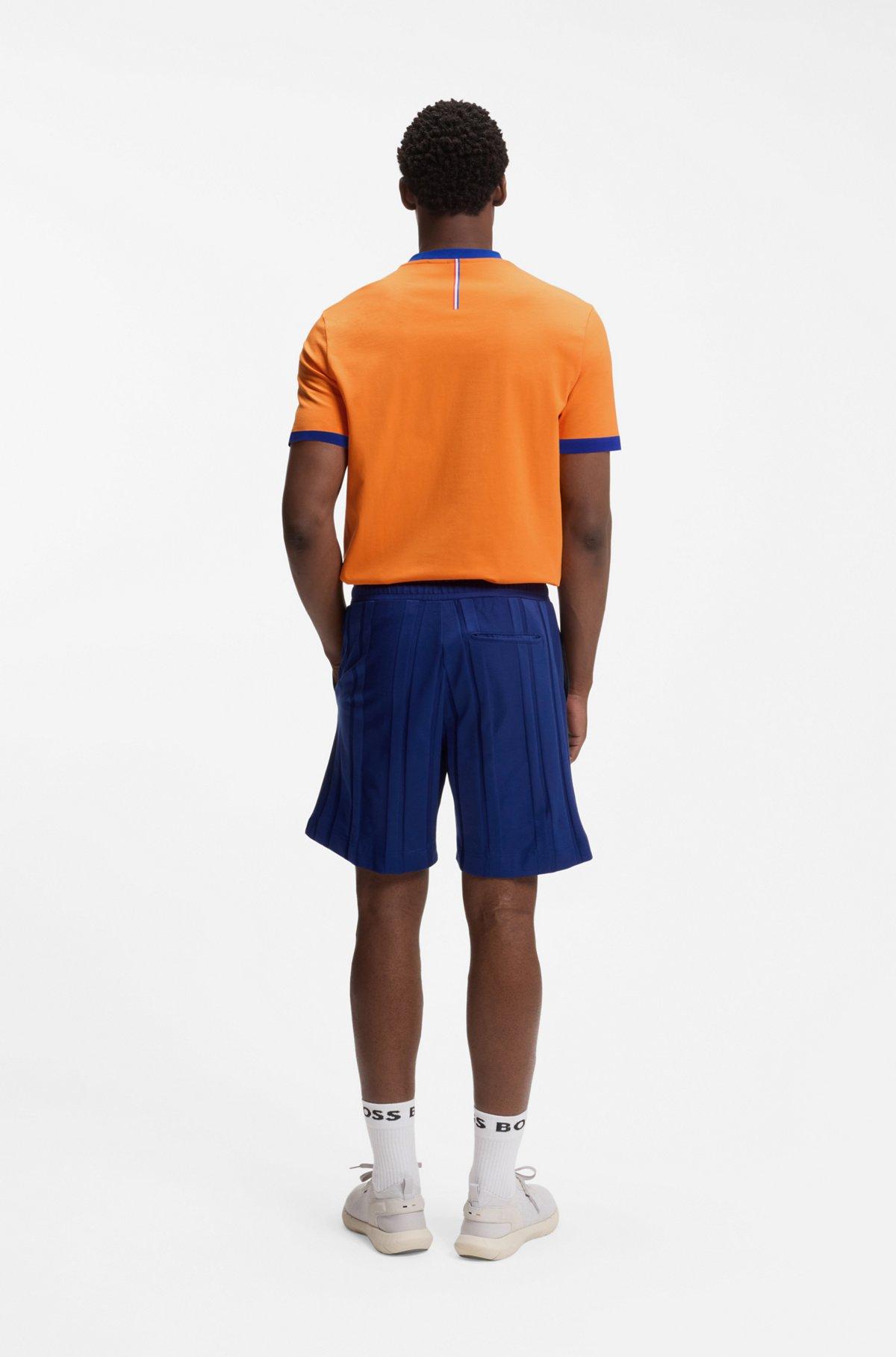 Stretch-cotton T-shirt with country flag and logo Product Image