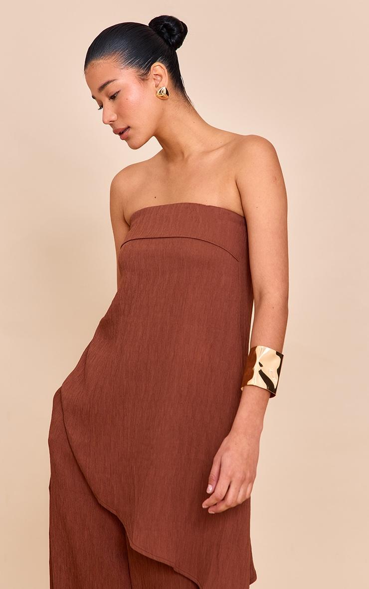 Chocolate Bandeau Asymmetric Drape Detail Top Product Image