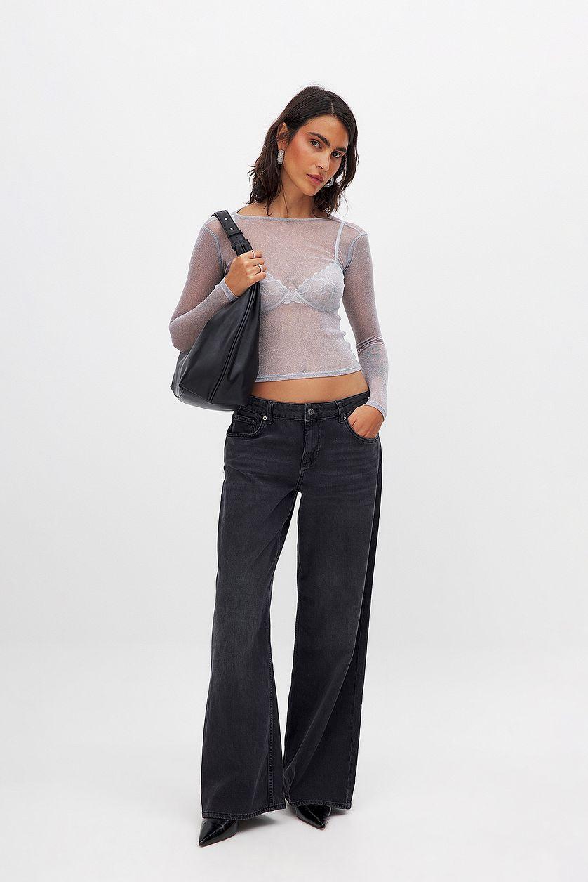 Long Sleeve Glitter Mesh Top Product Image