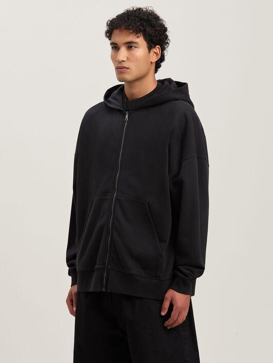 Curved Logo zippered Hoodie Product Image