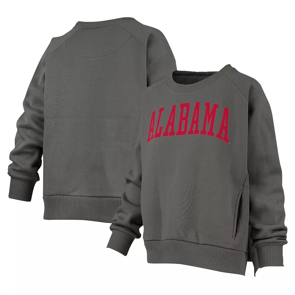 Womens Pressbox Charcoal Alabama Crimson Tide Pocketed Raglan Pullover Sweatshirt Product Image
