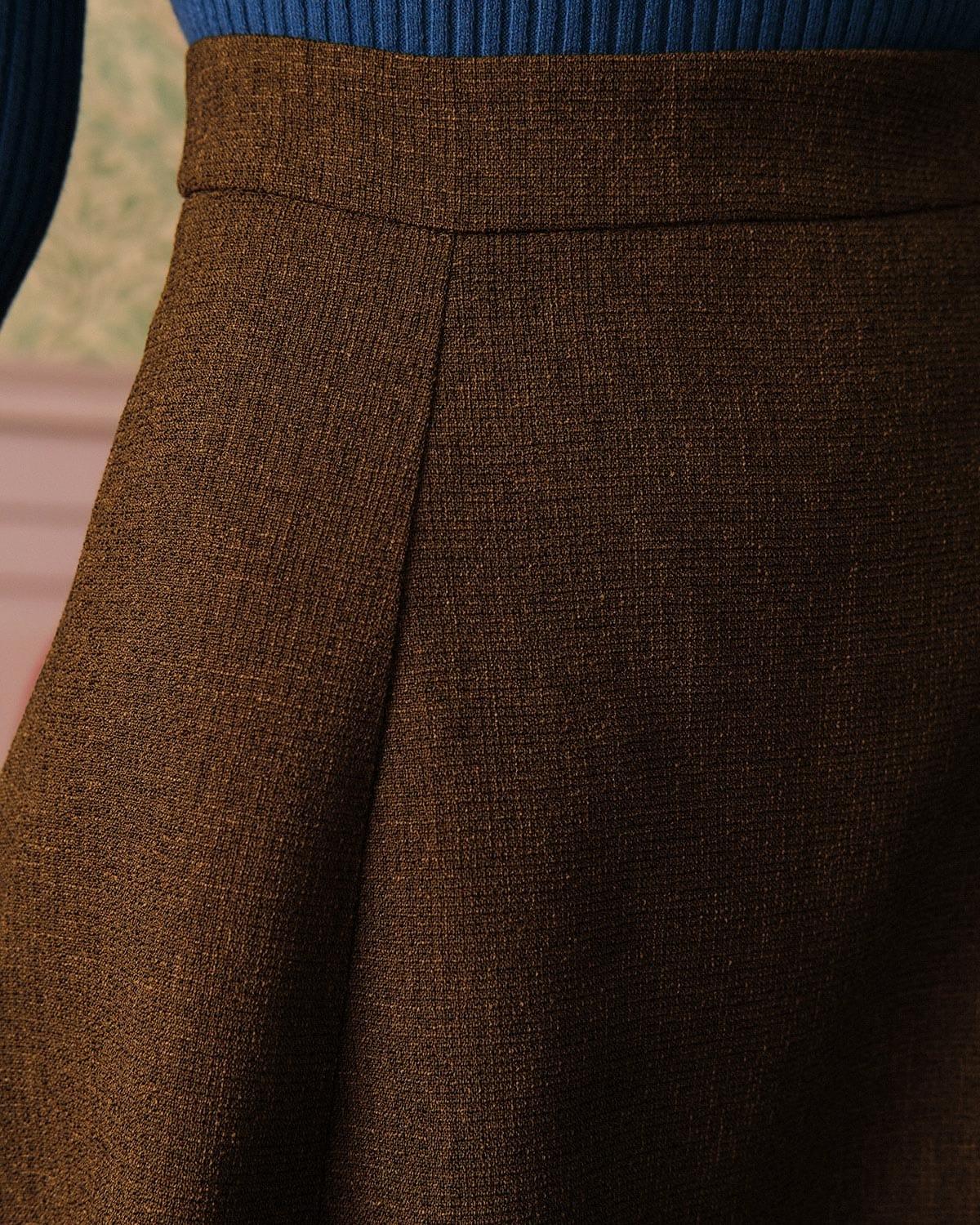 The Solid High Waisted Tweed Skirt Female Product Image
