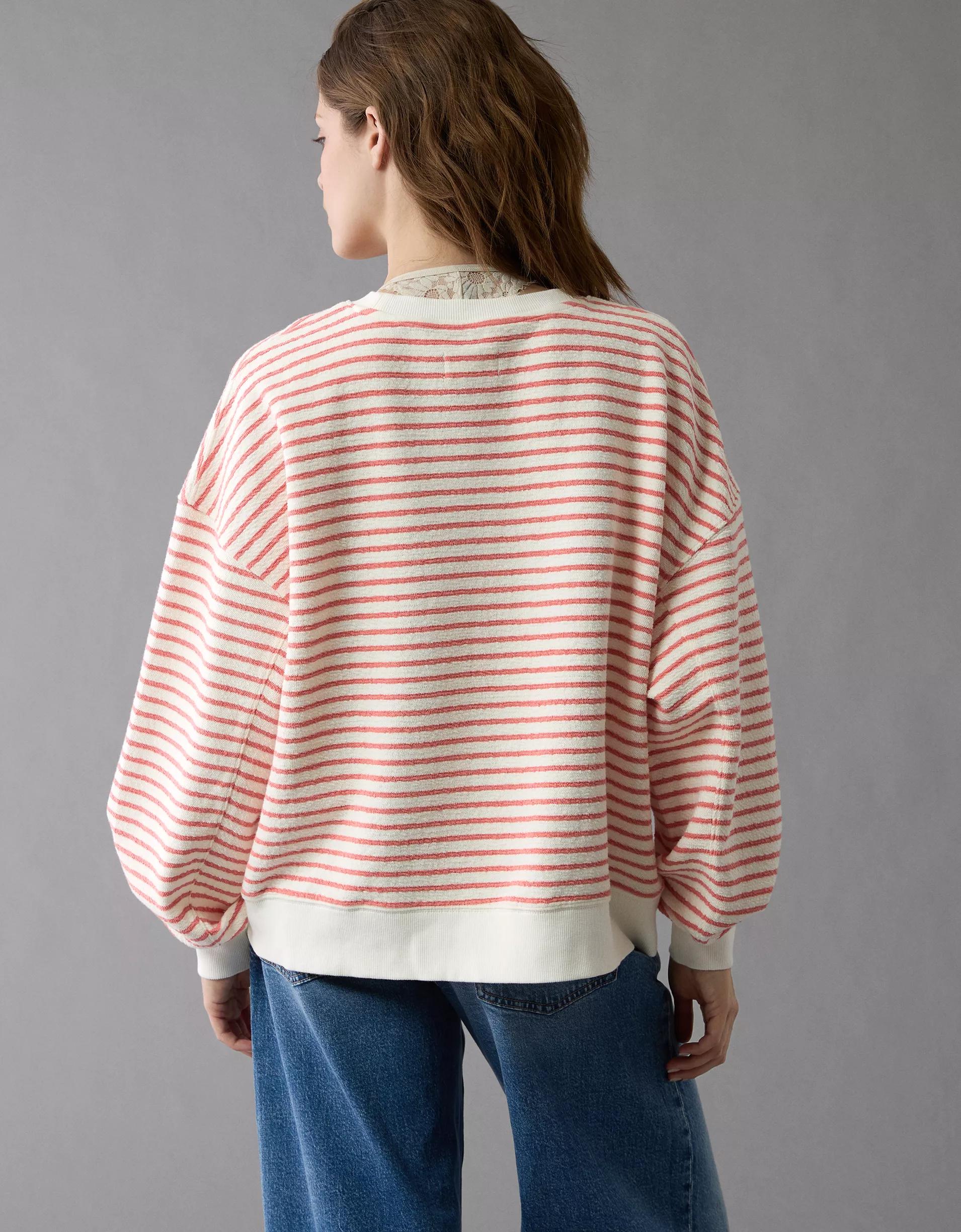 AE Oversized Striped Sweatshirt Product Image