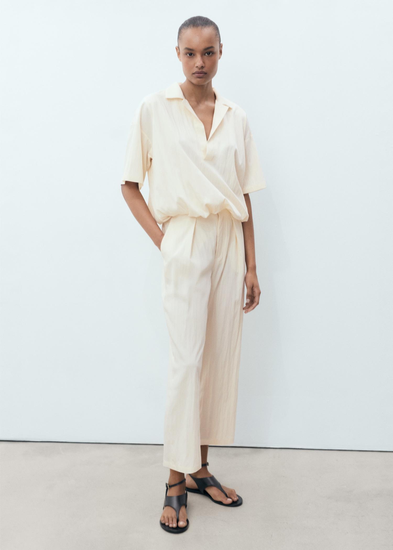 Flowy cropped pants - Women | MANGO USA Product Image