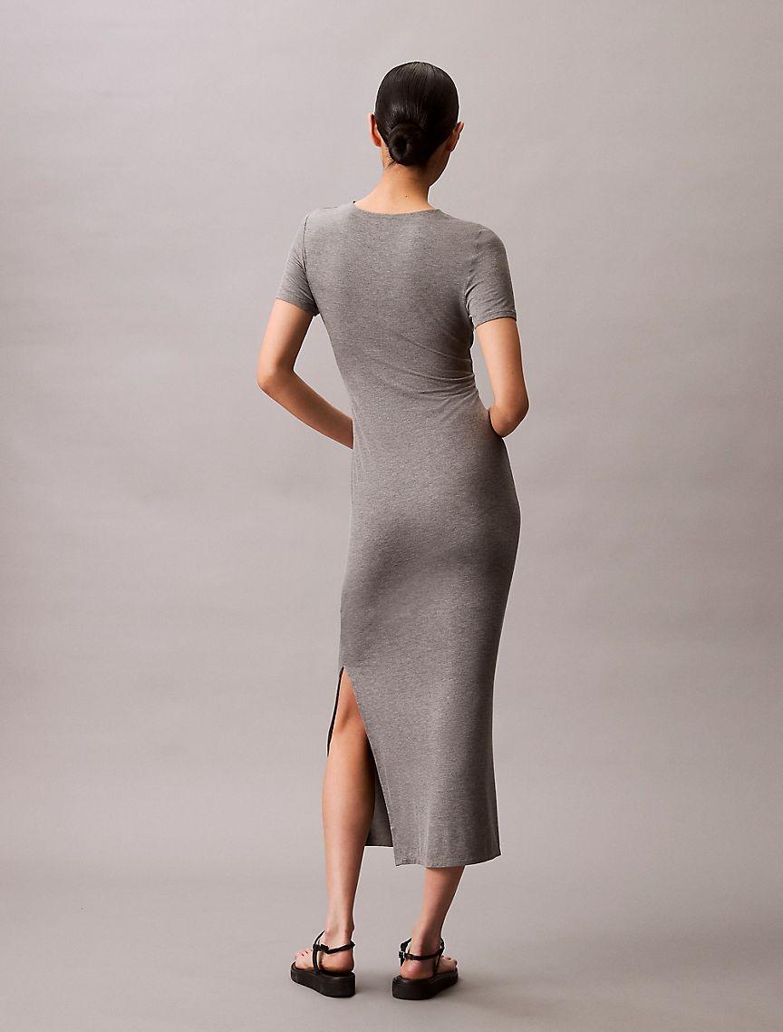 Solid Stretch Slim Midi Dress Product Image