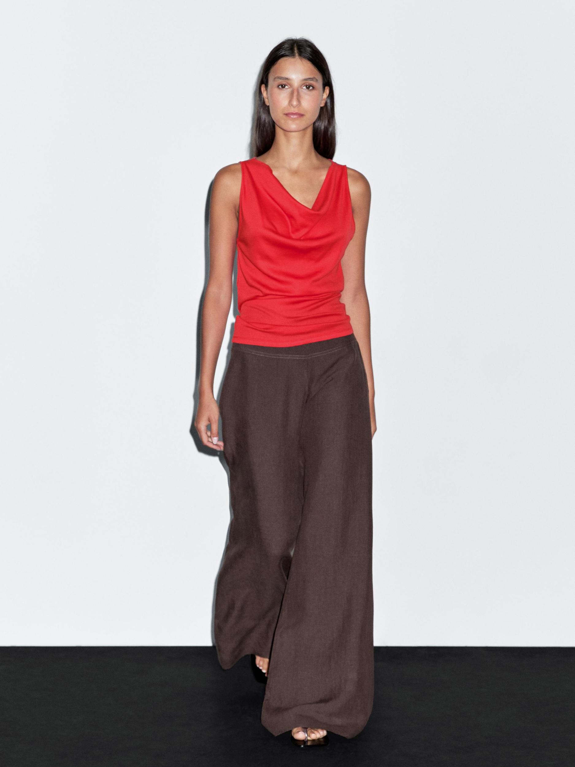 100% cotton top with draped neckline Product Image