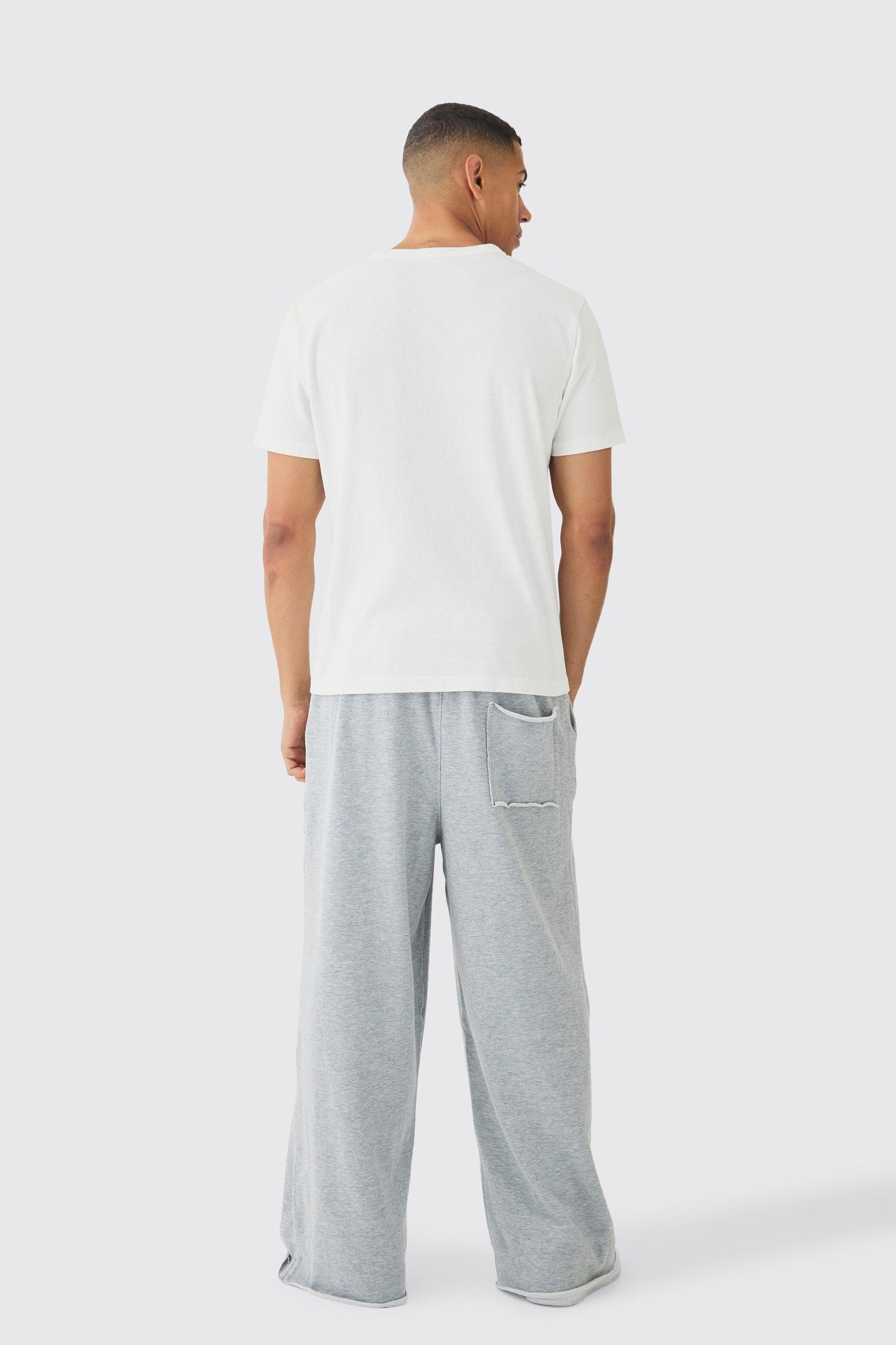 Extreme Wide Leg Raw Edge Loopback Sweatpants | boohooMAN USA Product Image