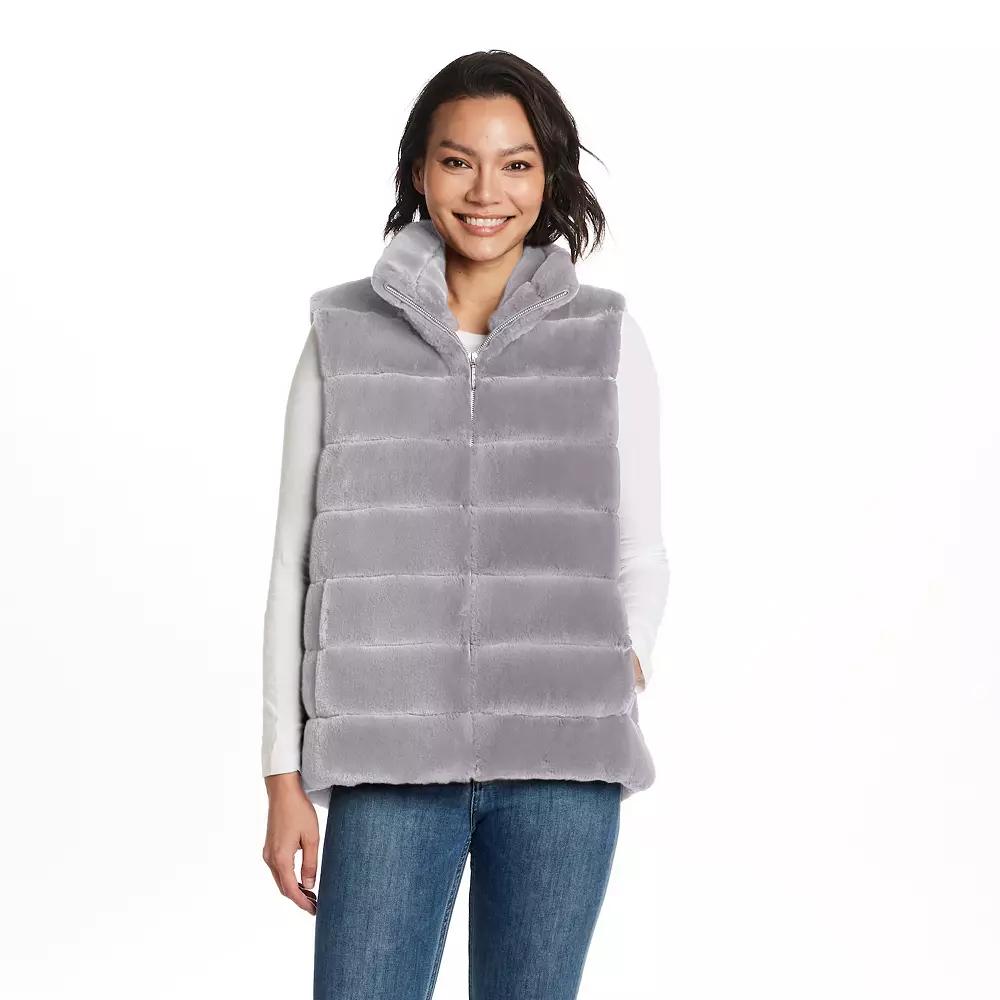 Women's Weathercast Zip Front Faux Fur Vest,  Product Image