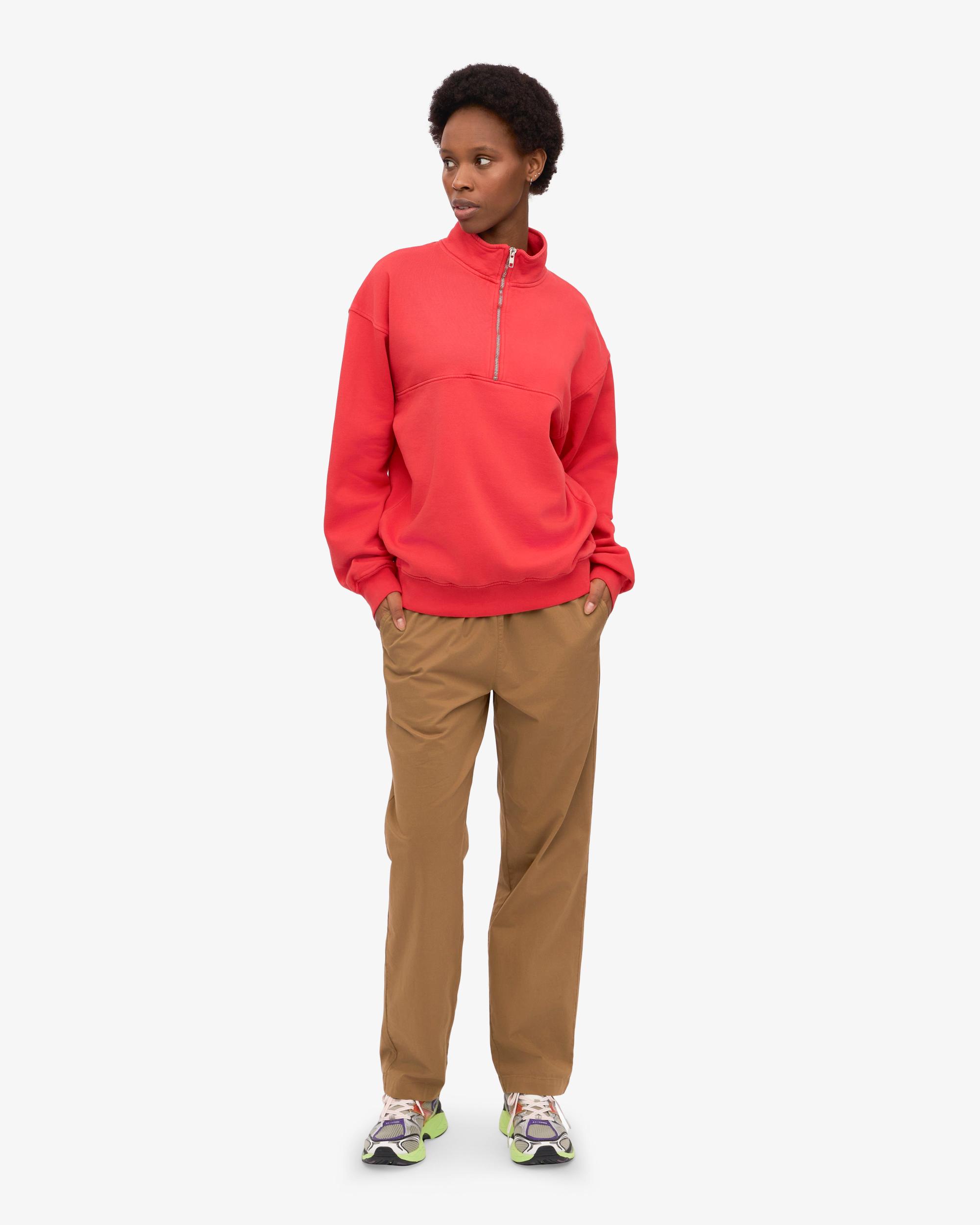 Organic Quarter Zip - Red Tangerine Product Image