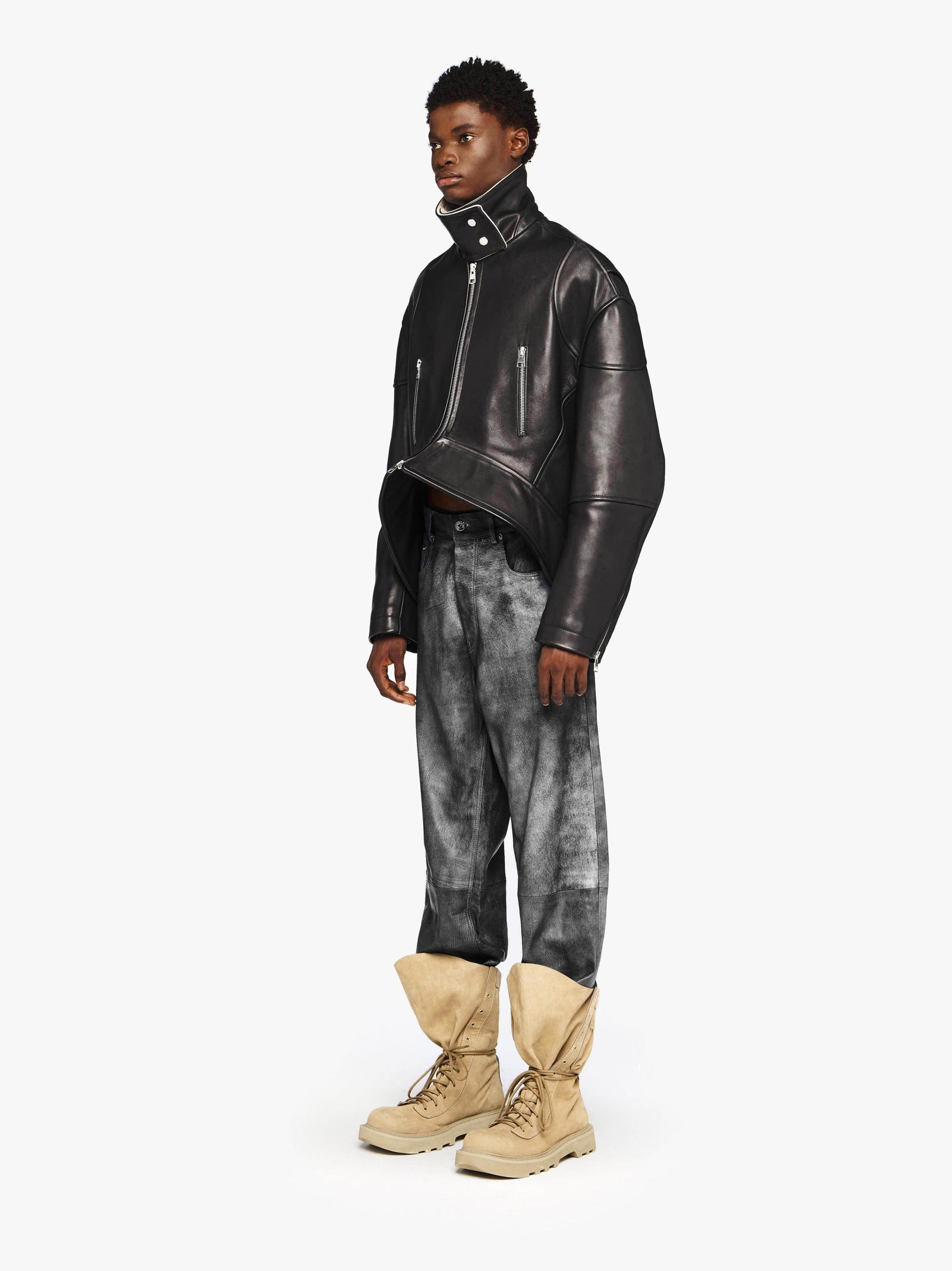 STRAIGHT LEG LEATHER TROUSERS Product Image