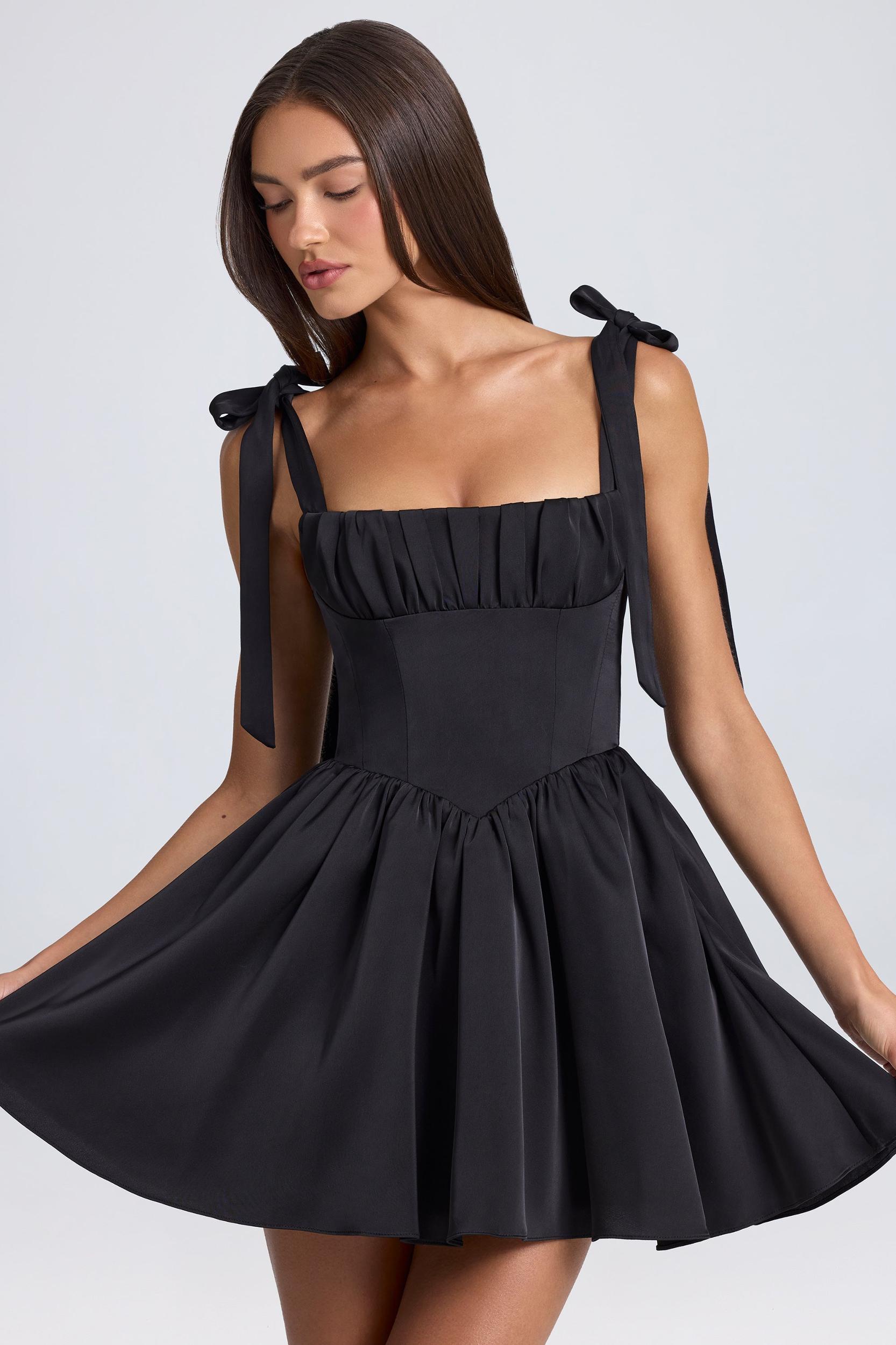 Draped Corset Mini Dress in Black Product Image
