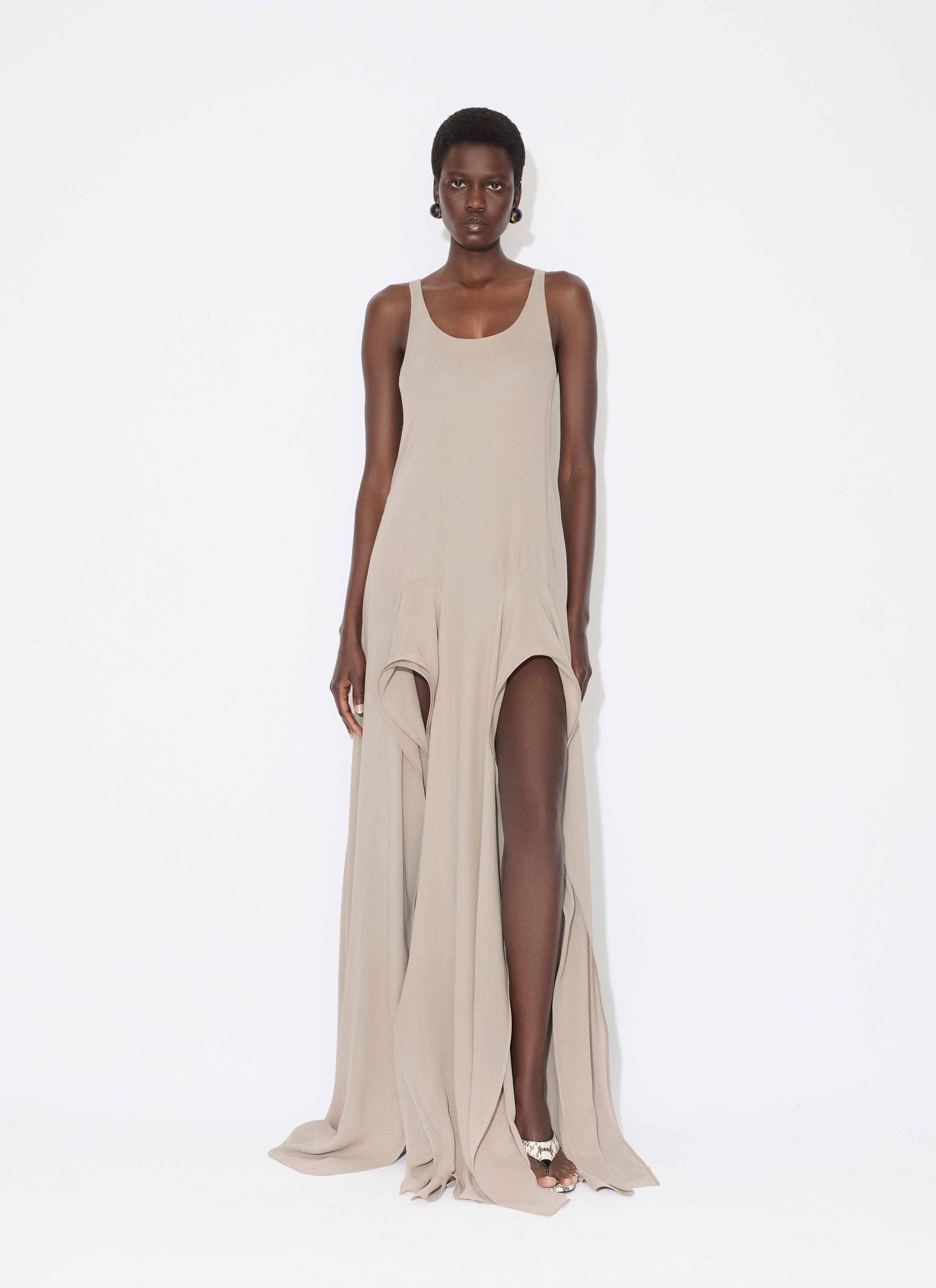 DOVE GRAY GEORGETTE RUFFLE DRESS Product Image