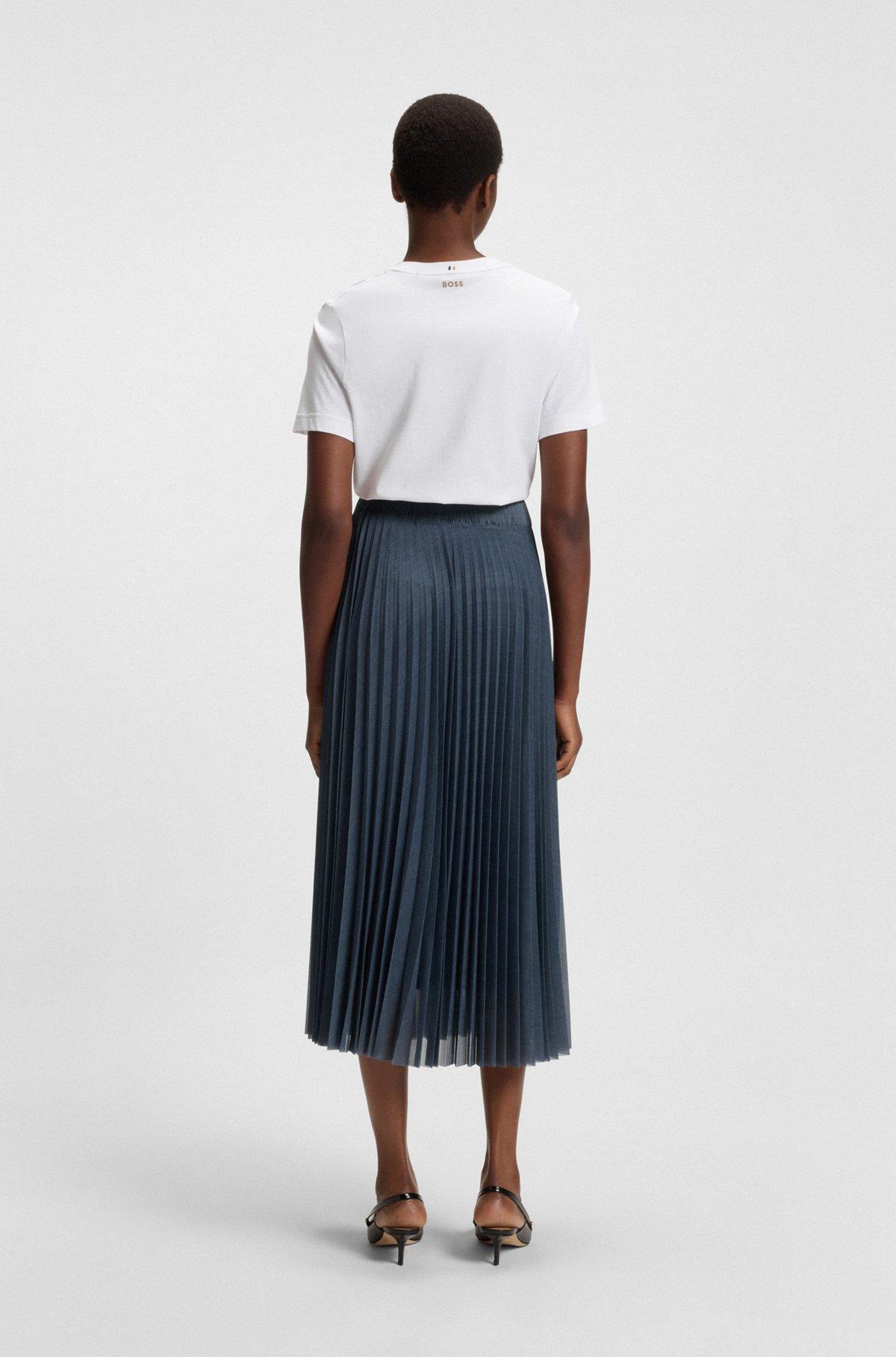 BOSS - Lined tulle skirt with plissé pleats - Light Blue Product Image